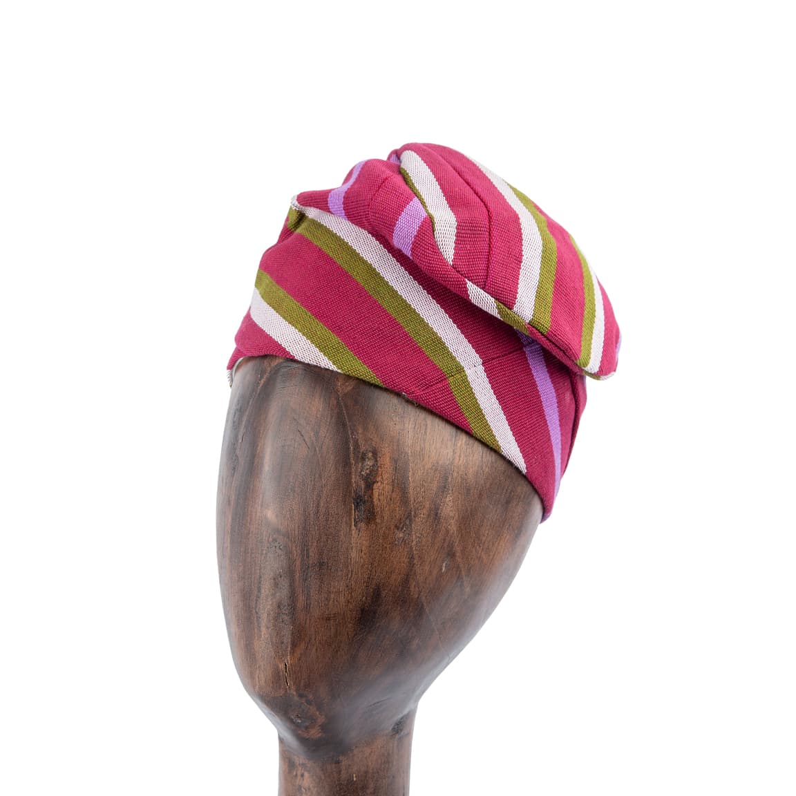 Crimson Stripe Fila Cap | Yoruba | Handwoven Headwear