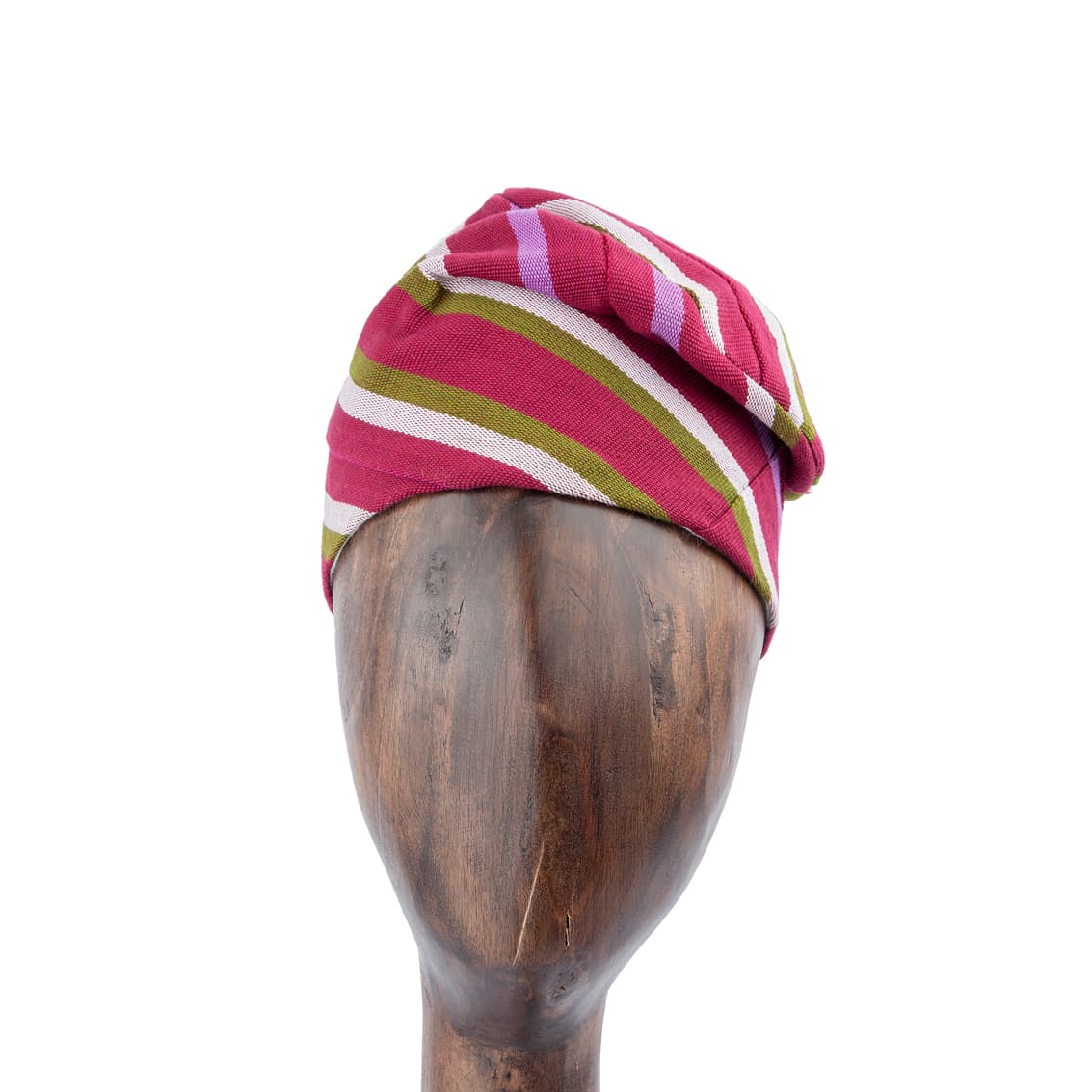 Crimson Stripe Fila Cap | Yoruba | Handwoven Headwear