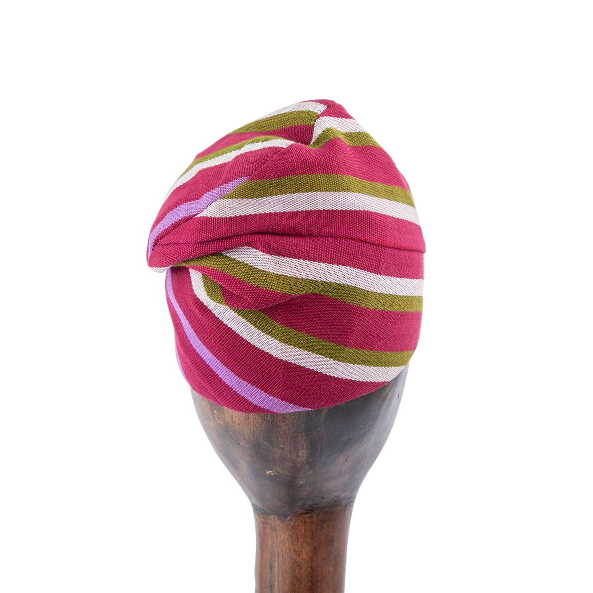 Crimson Stripe Fila Cap | Yoruba | Handwoven Headwear