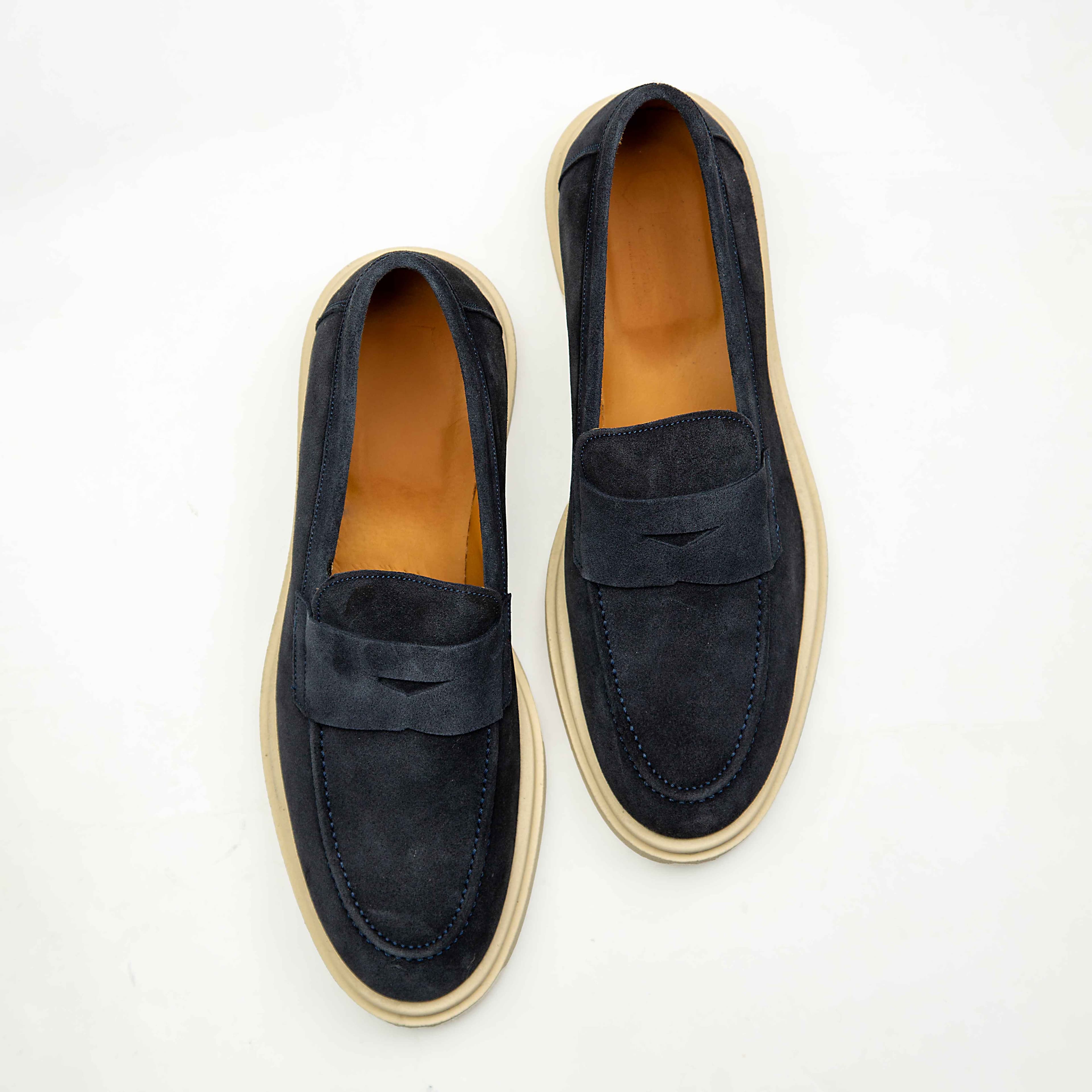 Agu & Sons Ltd Chunky Suede Loafers | Premium Navy & Blue