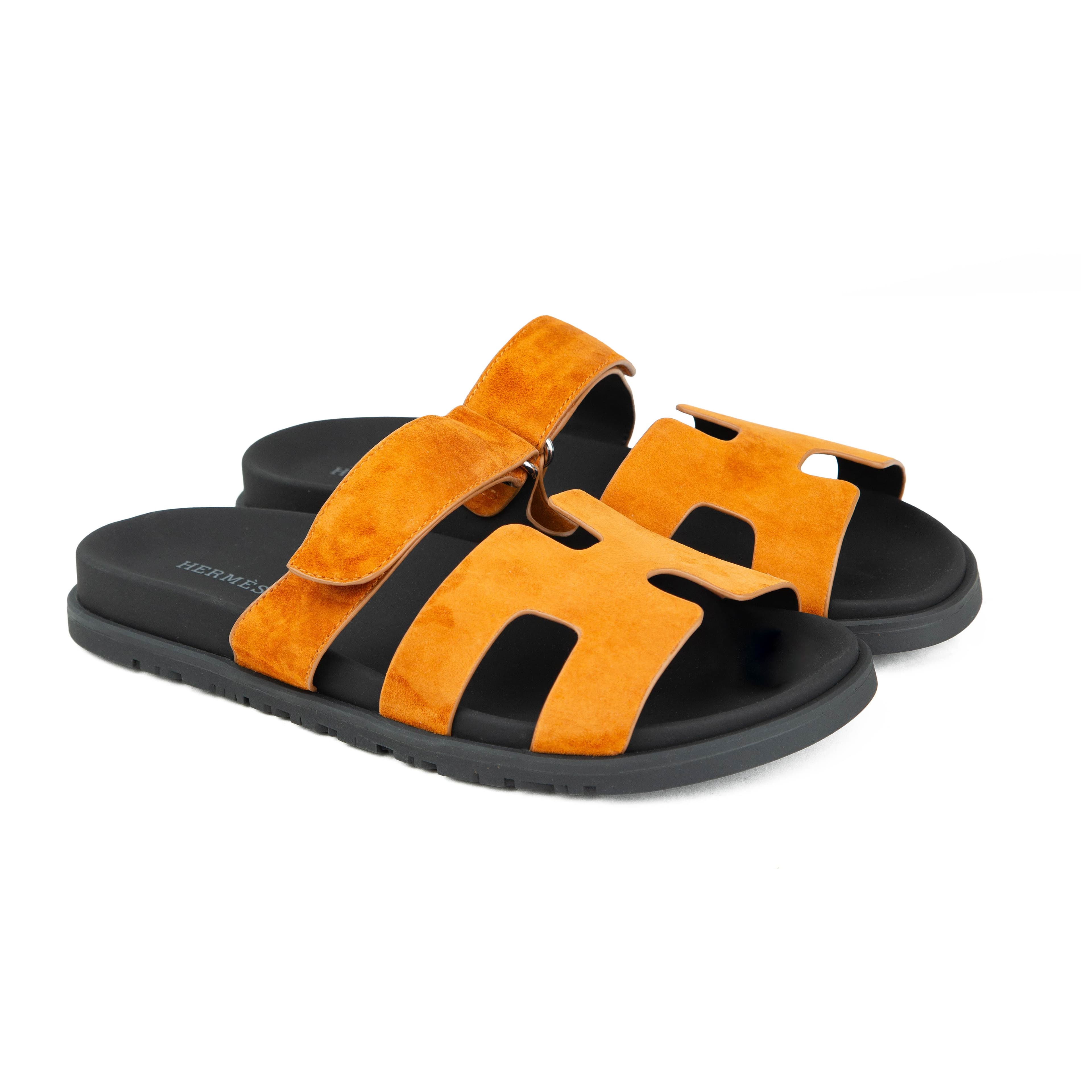 Hermès Chypre Suede Sandals - Saffron Orange