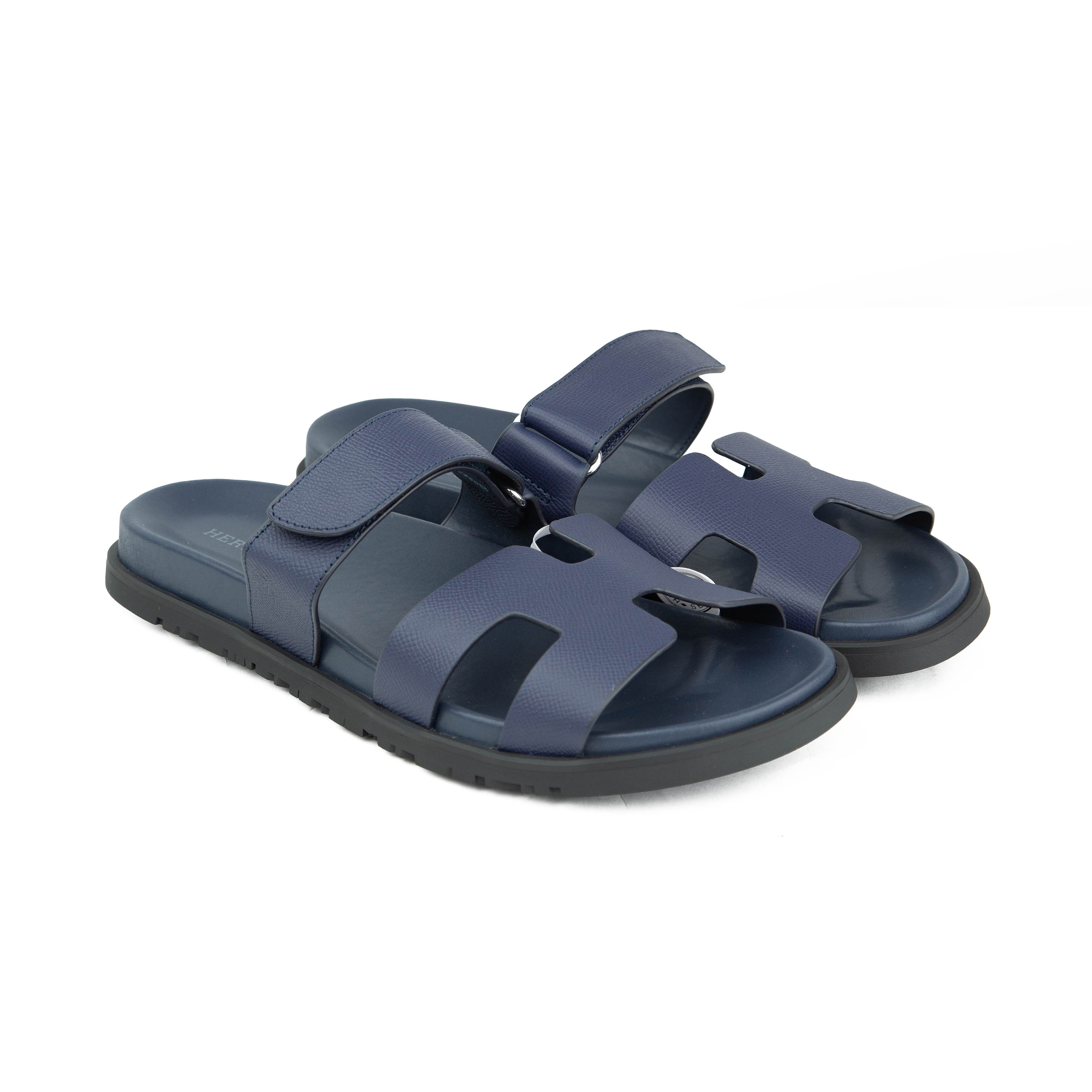 Hermès Chypre Sandal - Marine Blue Epsom Calfskin Leather