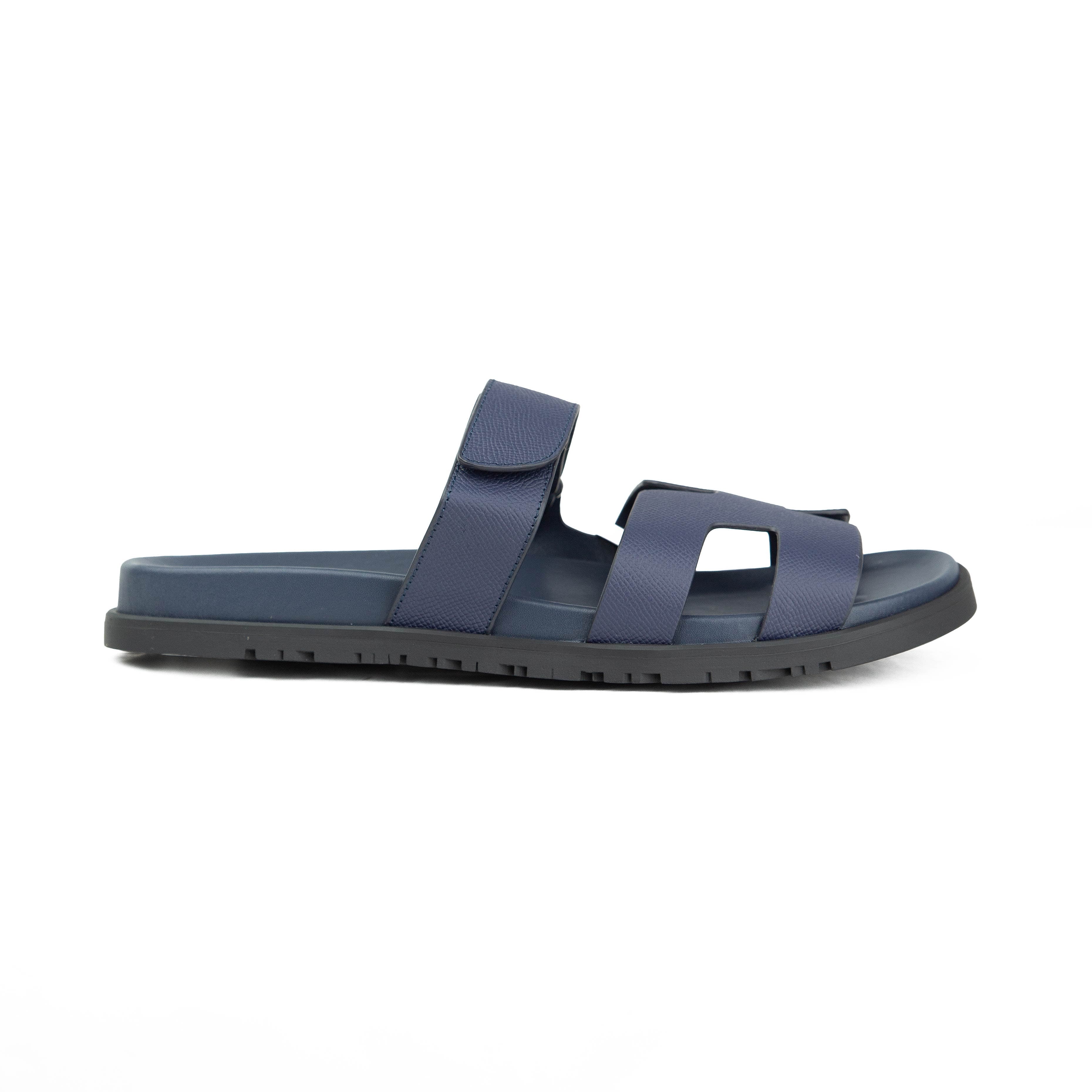 Hermès Chypre Sandal - Marine Blue Epsom Calfskin Leather
