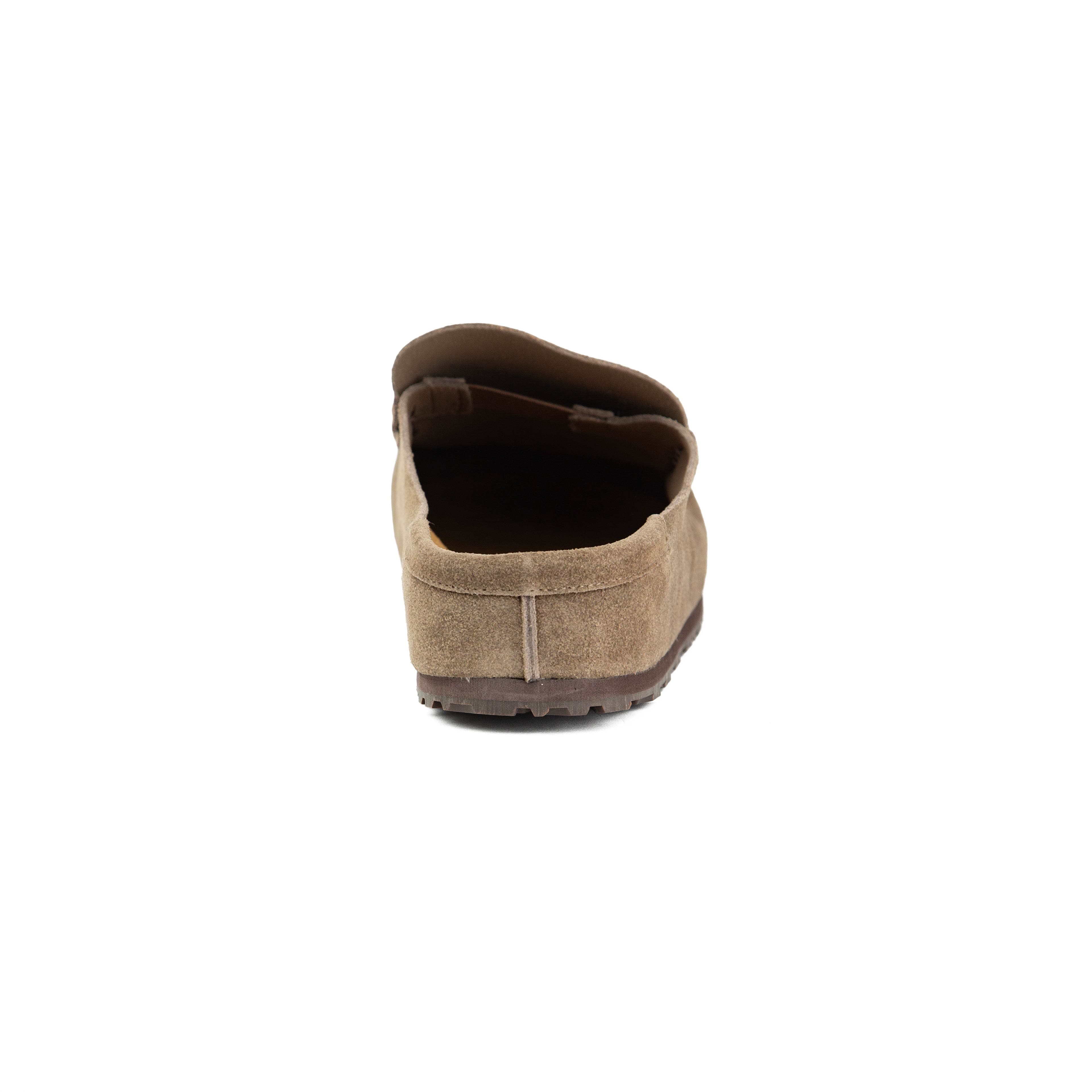 Premium Suede Penny Loafer Mules - Taupe Slip-On Loafers