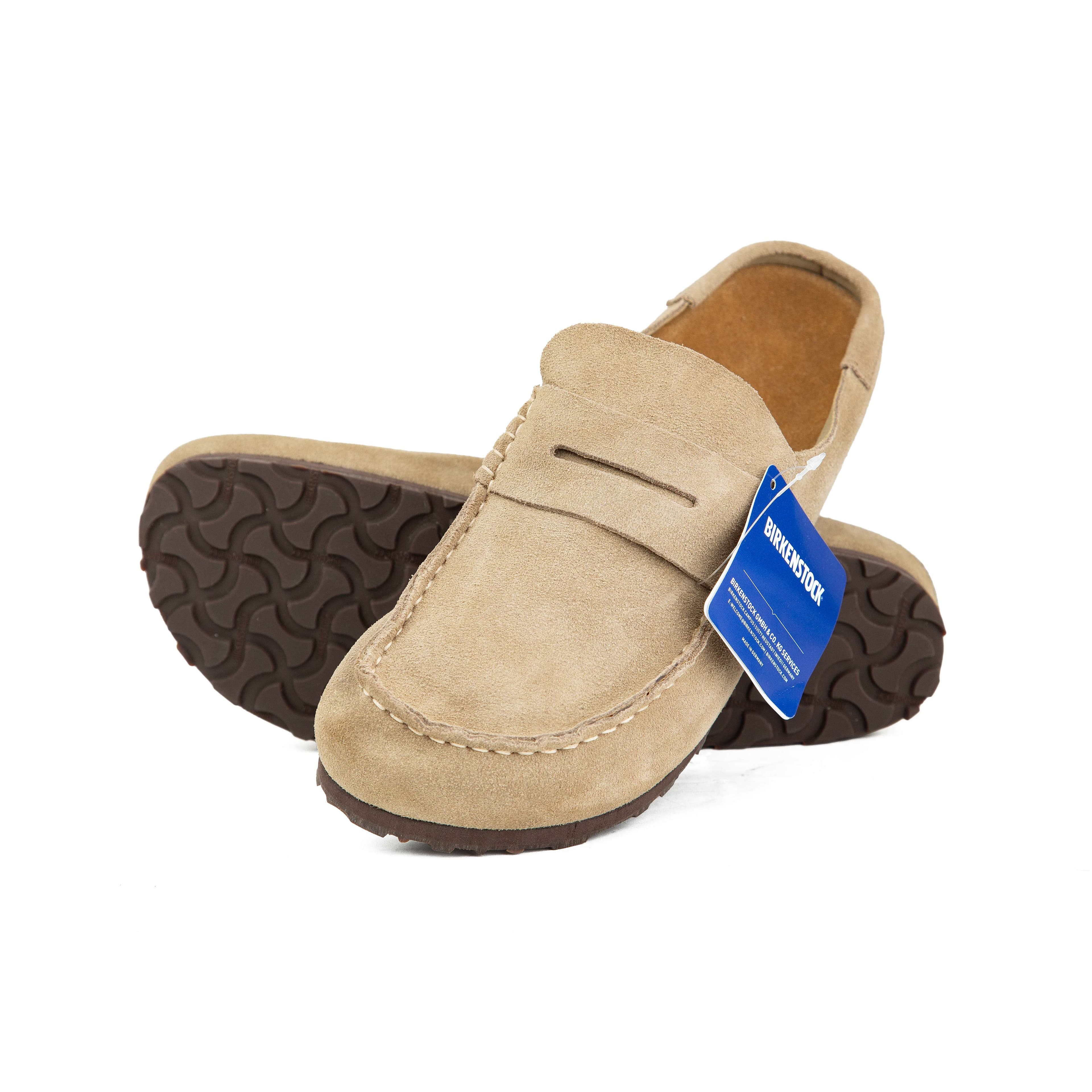 Premium Suede Penny Loafer Mules - Sand Beige Slip-On Shoes
