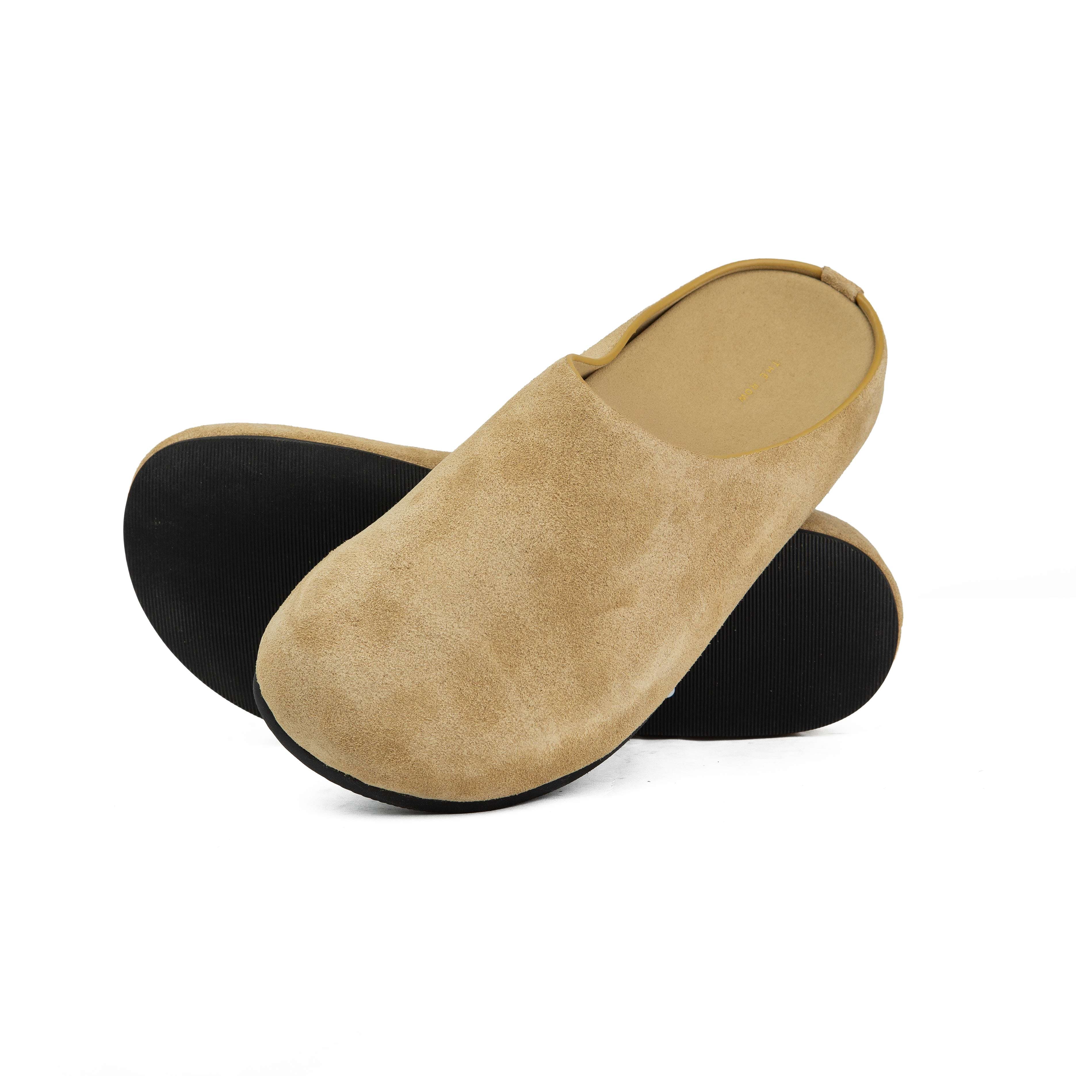 The Row Suede Mule Clogs - Luxury Sand Beige Slip-On Shoes
