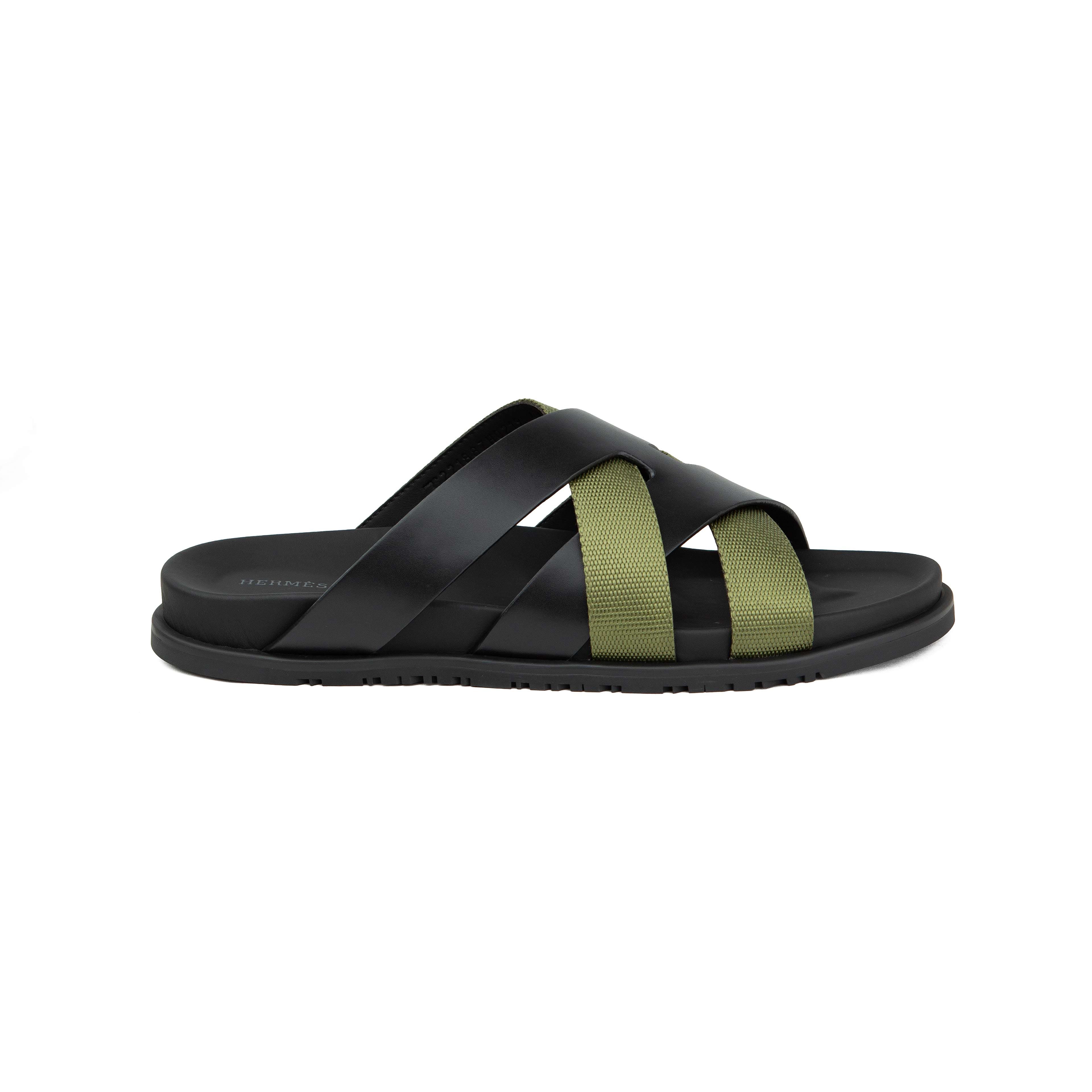 Hermès Chypre Sandals - Cognac Textured Leather Lug Sole