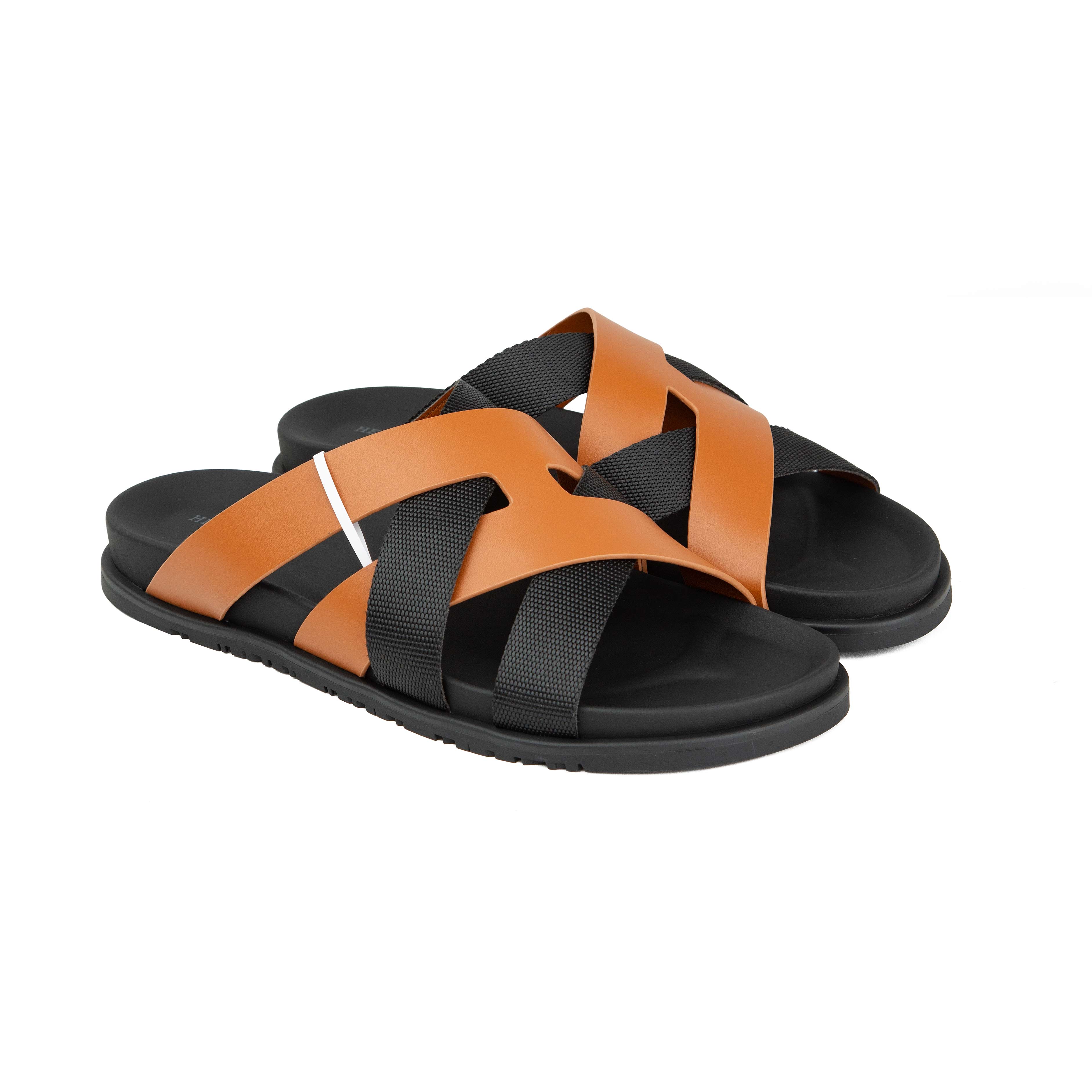 Hermès Chypre Sandals - White & Black Matte Calfskin Slides