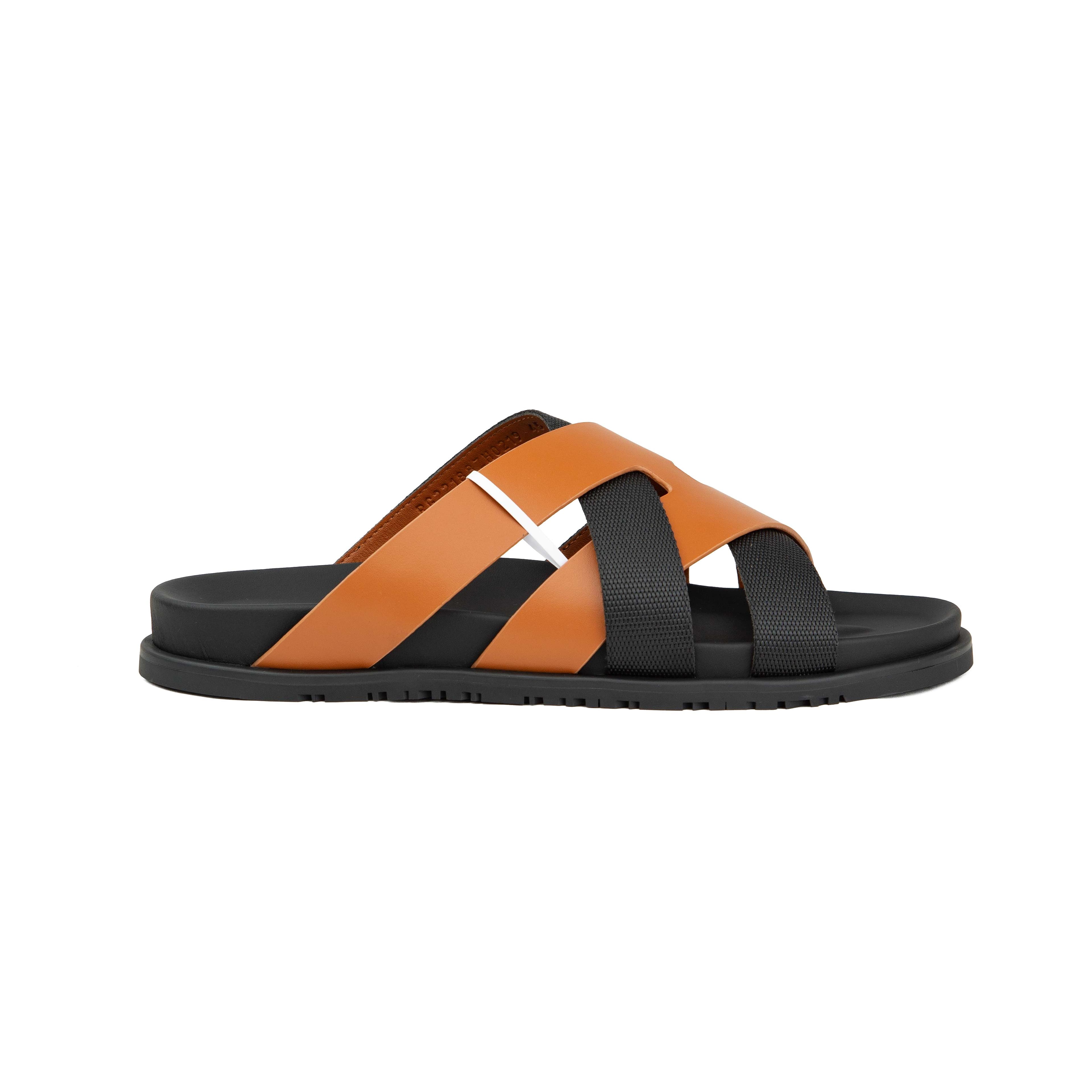 Hermès Chypre Sandals - White & Black Matte Calfskin Slides