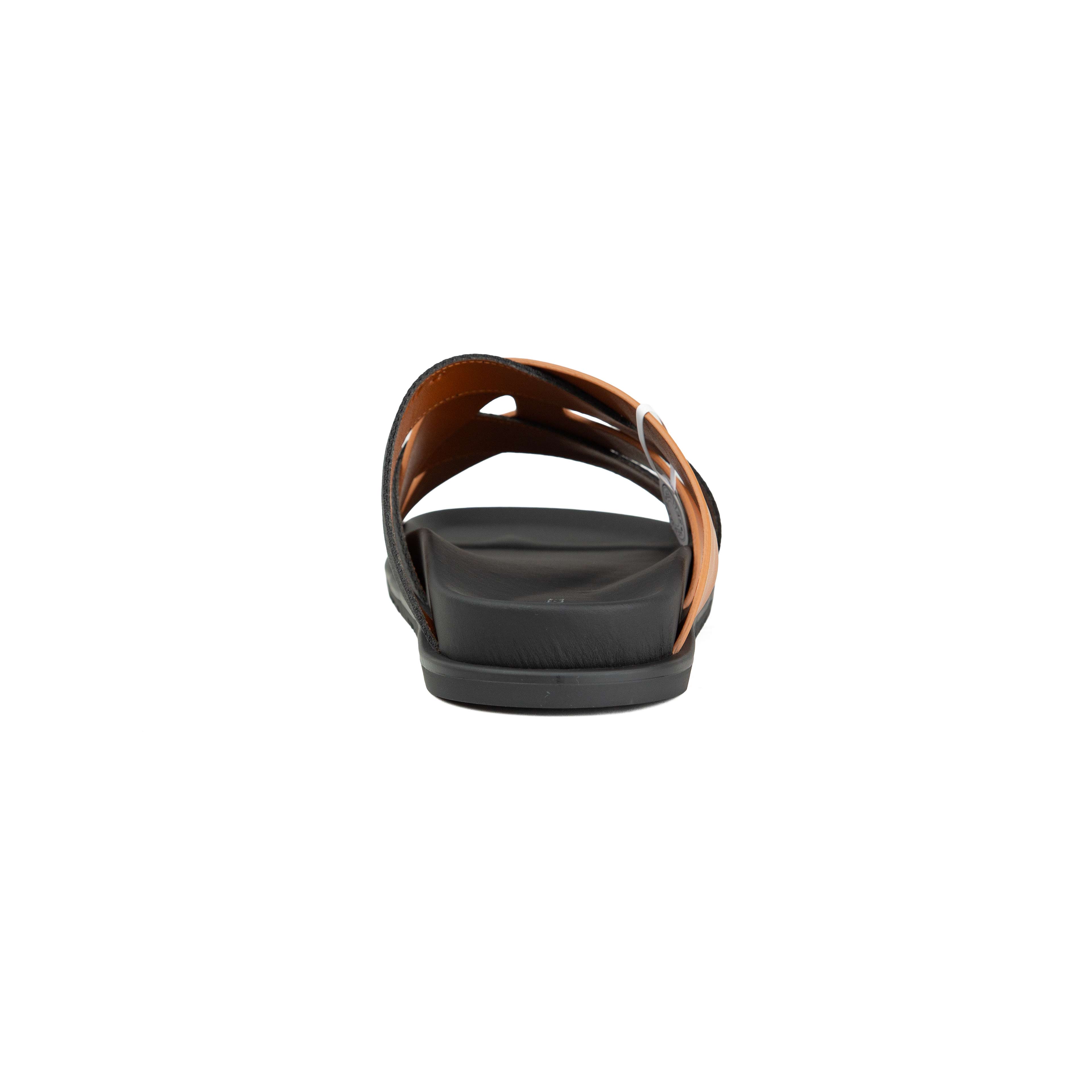 Hermès Chypre Sandals - White & Black Matte Calfskin Slides