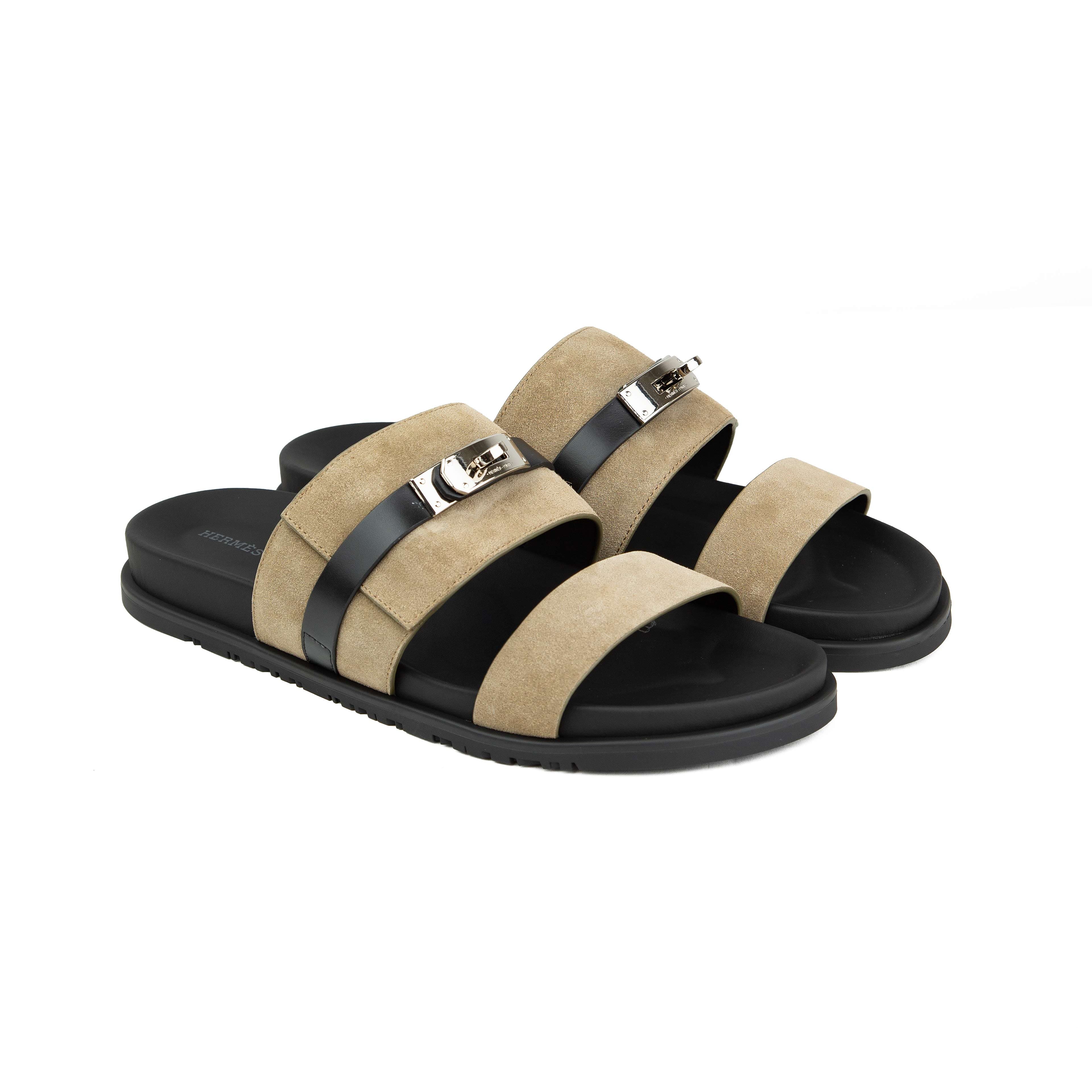 Hermès Chypre Sandals - Vert Cyprès Green Matte Calfskin