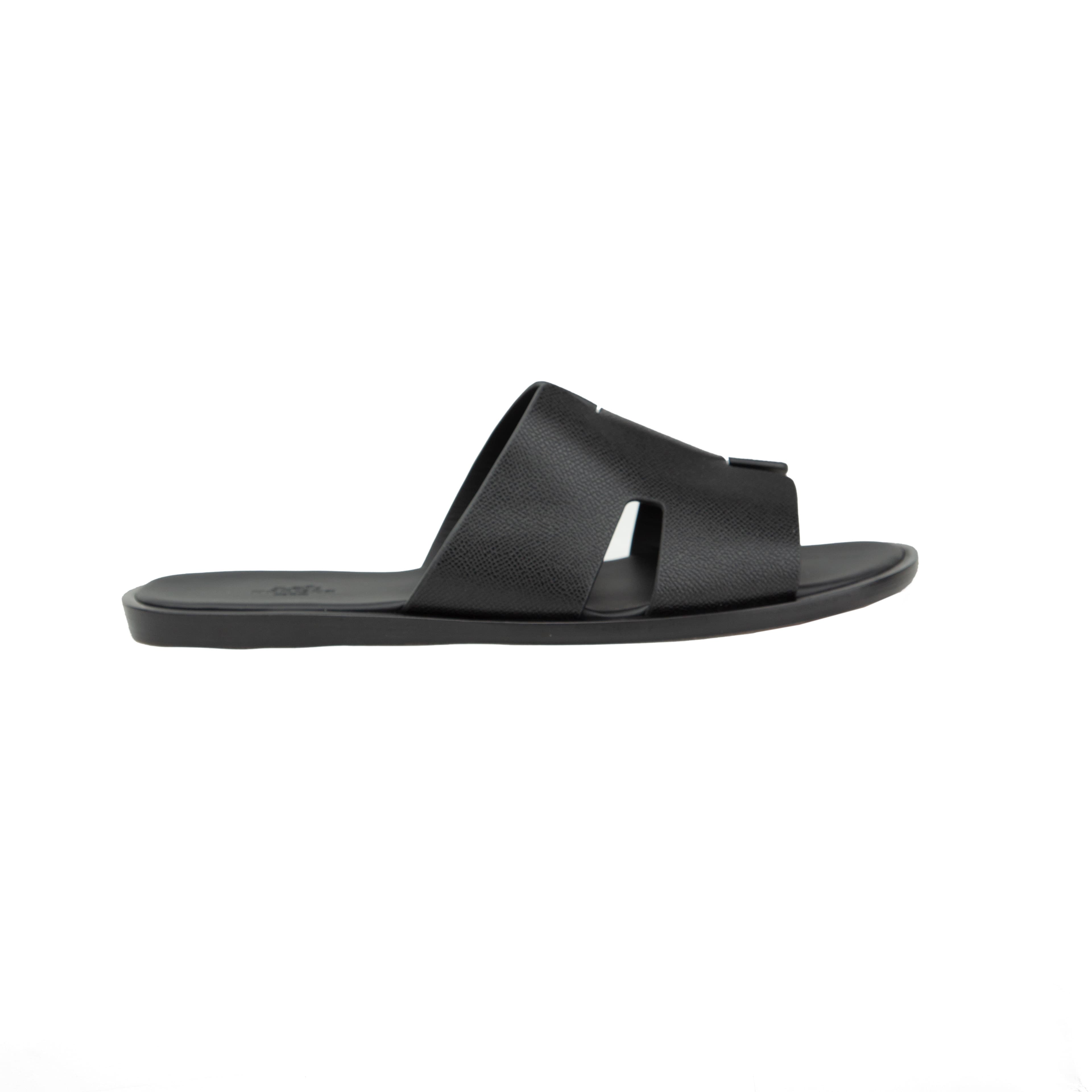 Hermès Izmir Sandals | Black Epsom Calfskin Men's Slides