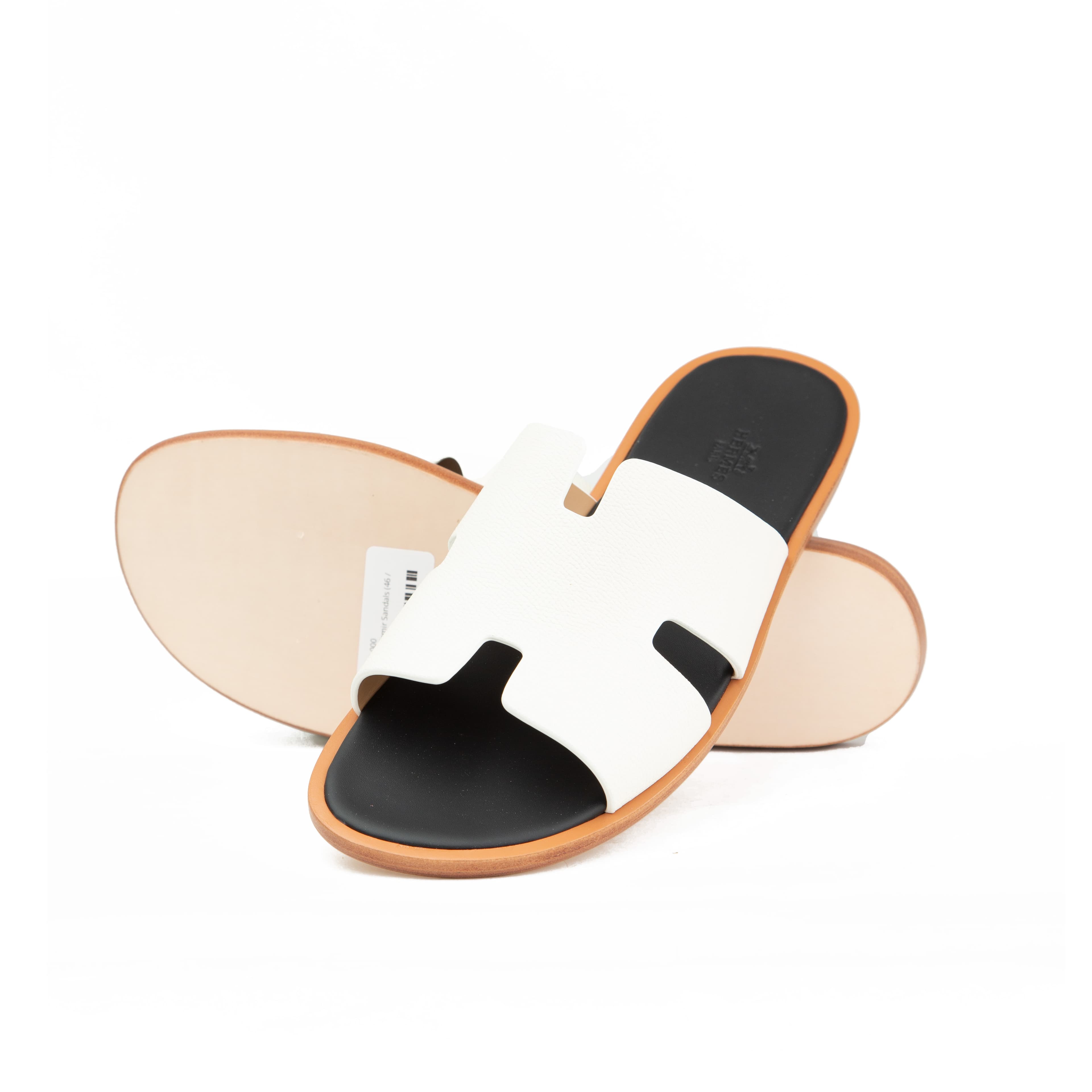 Hermès Izmir Sandals | White Epsom Calfskin Men's Slides