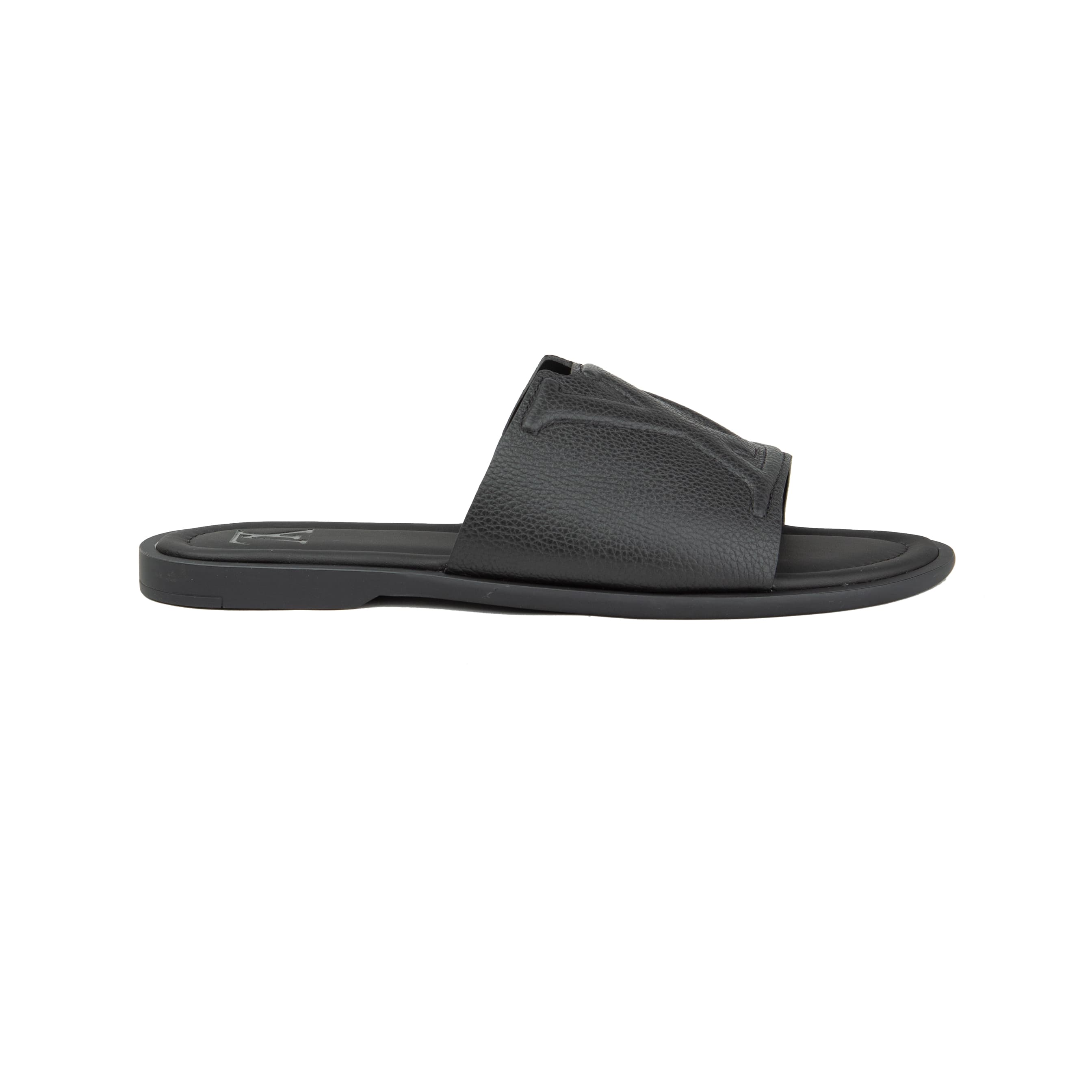 Louis Vuitton Waterfront Black Leather Mules | Luxury Slides
