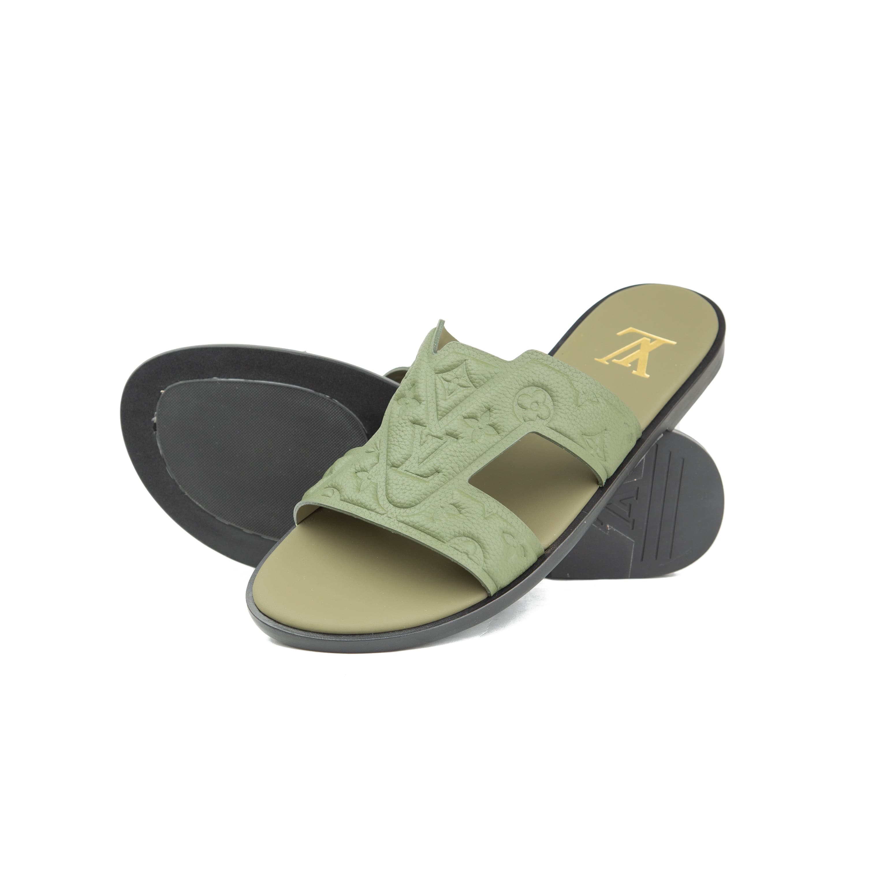 Louis Vuitton Waterfront Mules | Cognac Grained Leather Slide