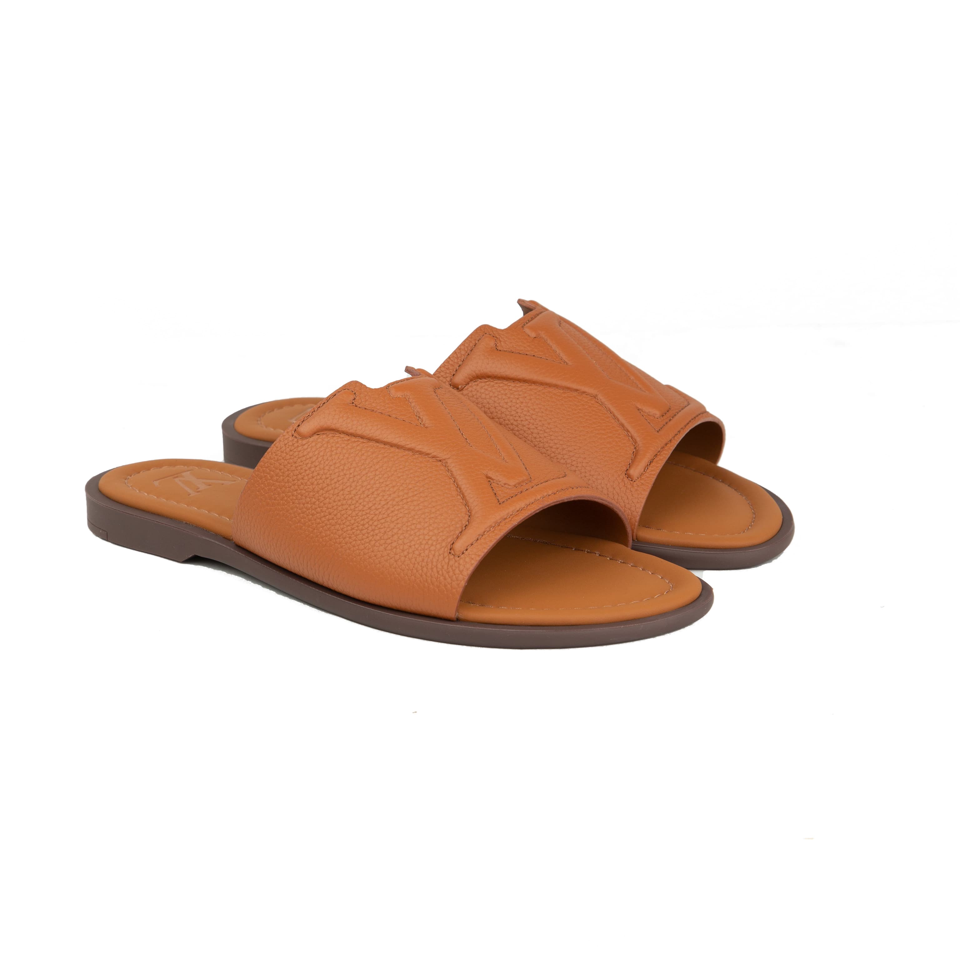 Louis Vuitton Waterfront Mules | Cognac Grained Leather Slide