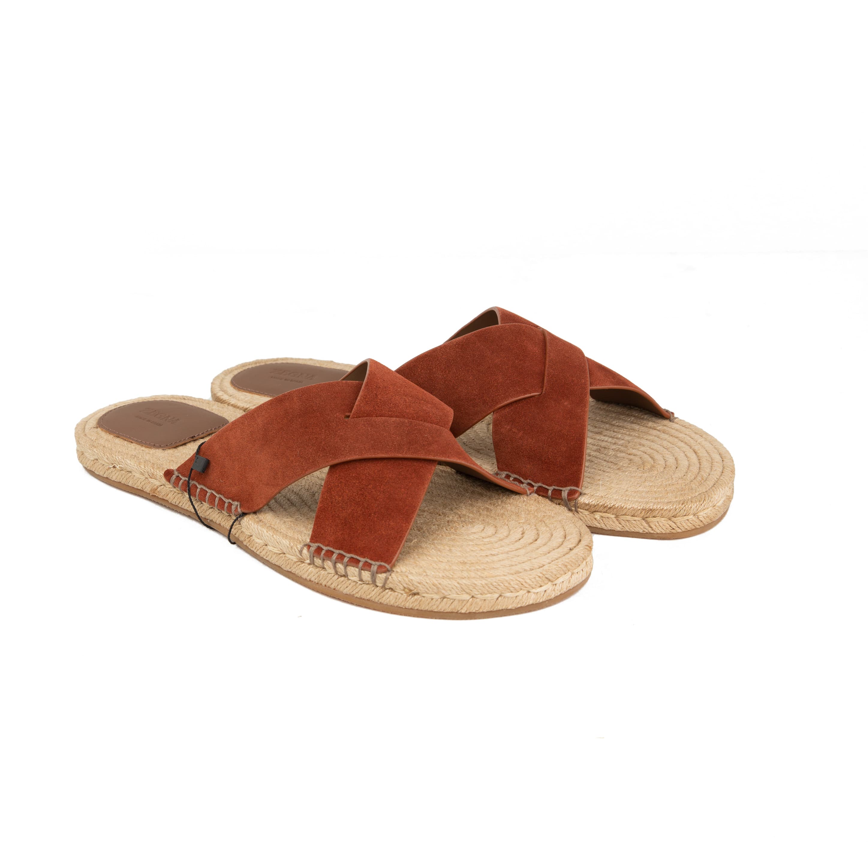 ZEGNA Men's Suede Cross-Strap Espadrille Luxury Slides
