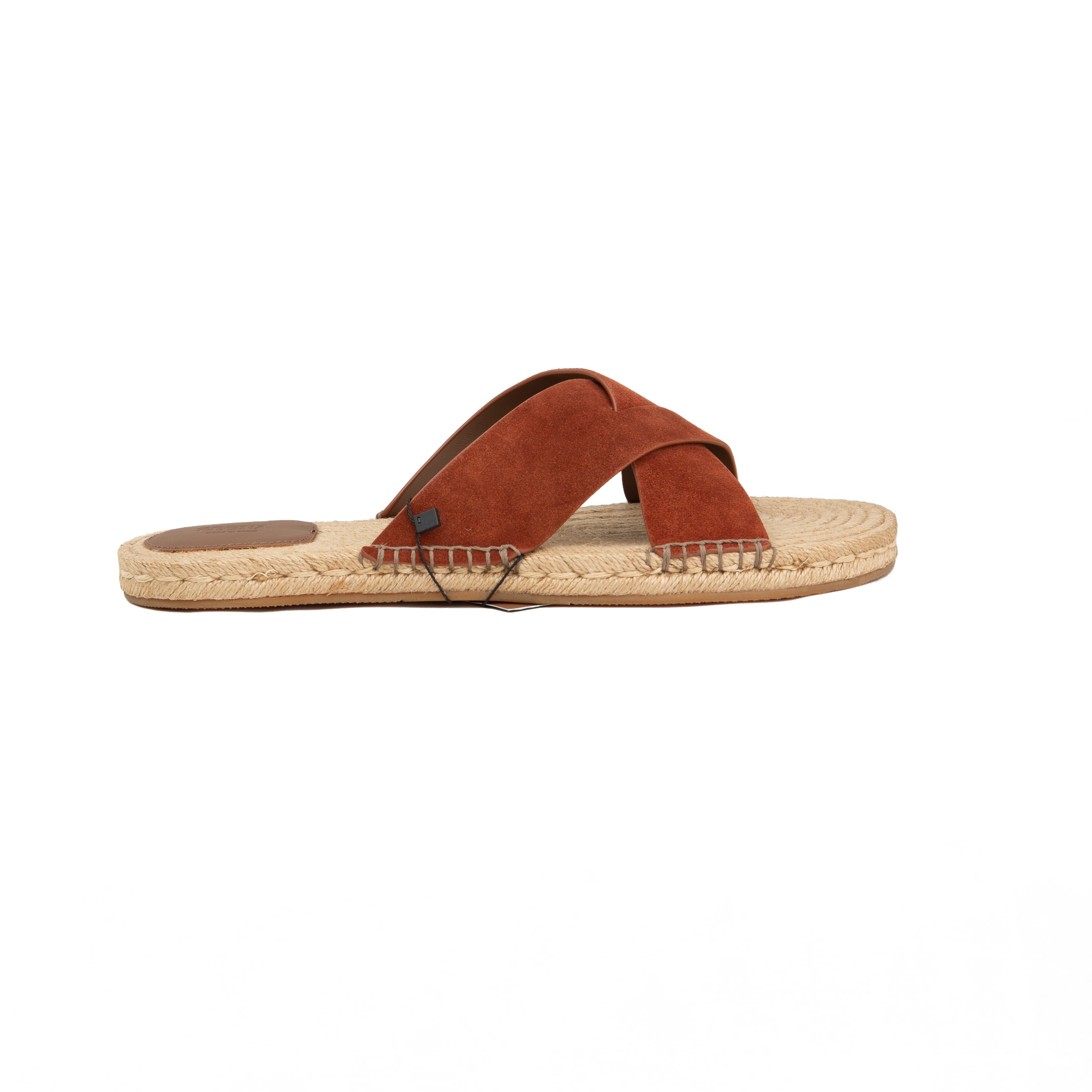 ZEGNA Men's Suede Cross-Strap Espadrille Luxury Slides