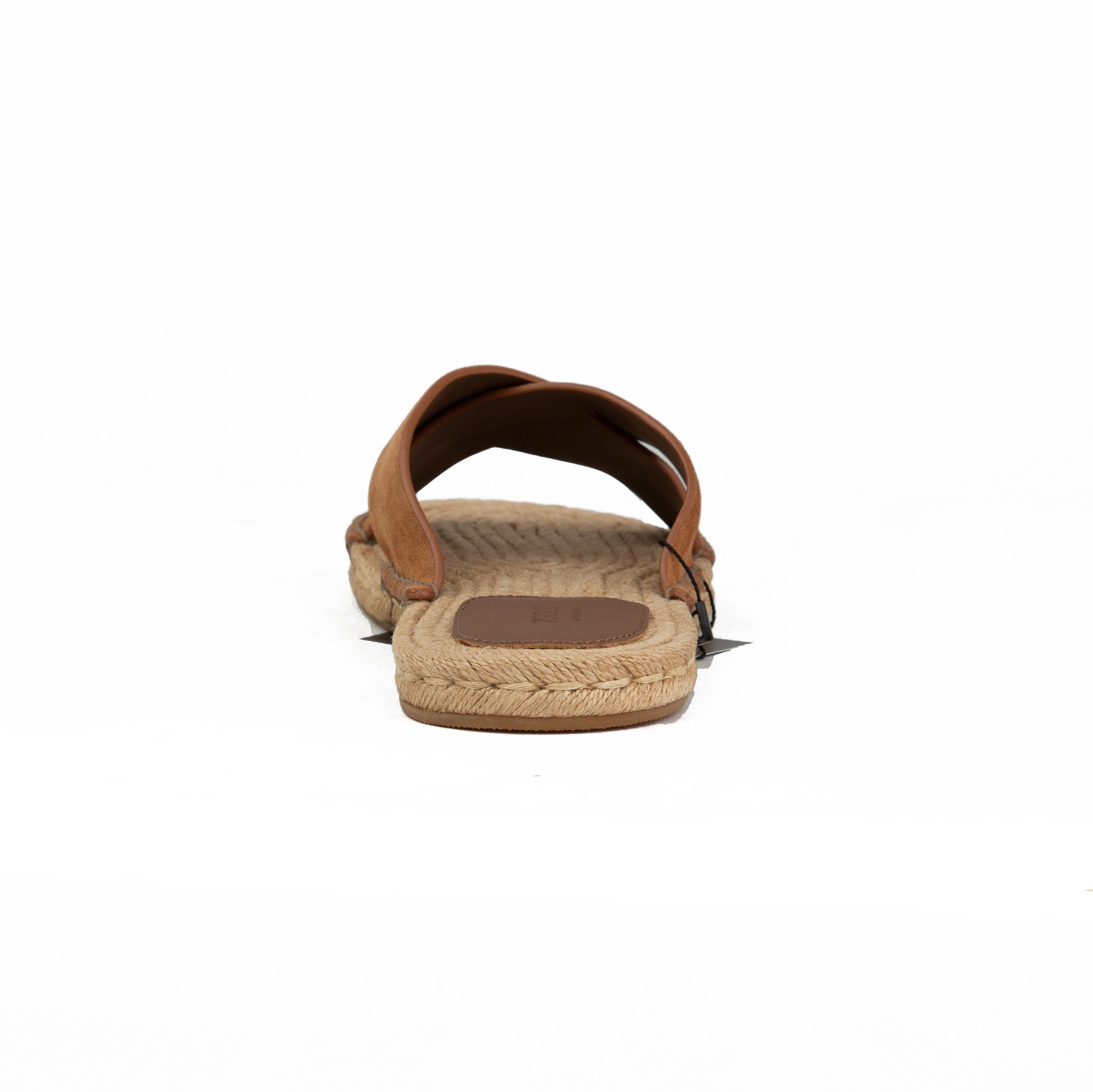 ZEGNA Men's Cognac Suede Cross-Strap Espadrille Sandals.