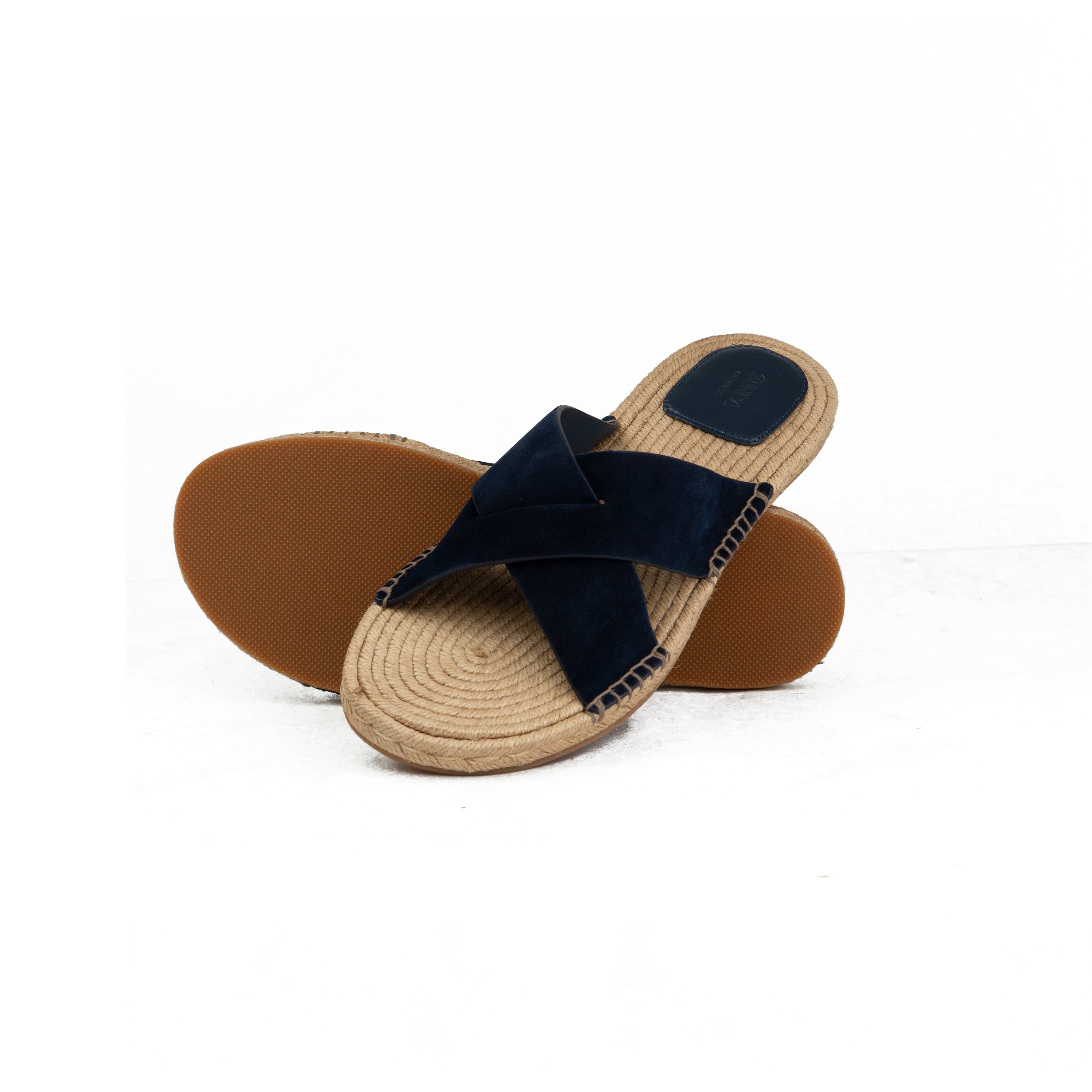 ZEGNA Men's Suede Cross-Strap Espadrille Luxury Sandals