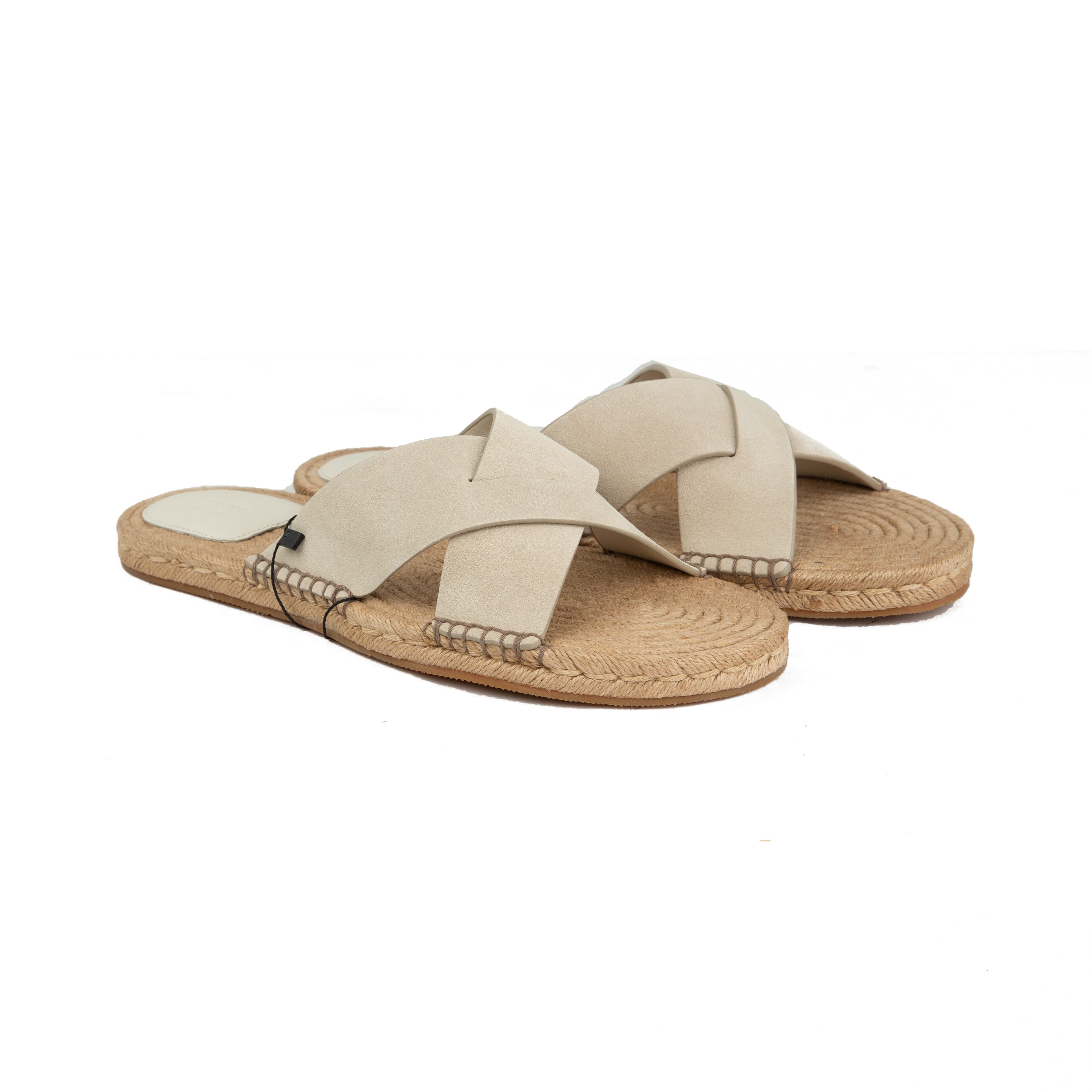 ZEGNA Men's Olive Suede Cross-Strap Espadrille Luxury Slides