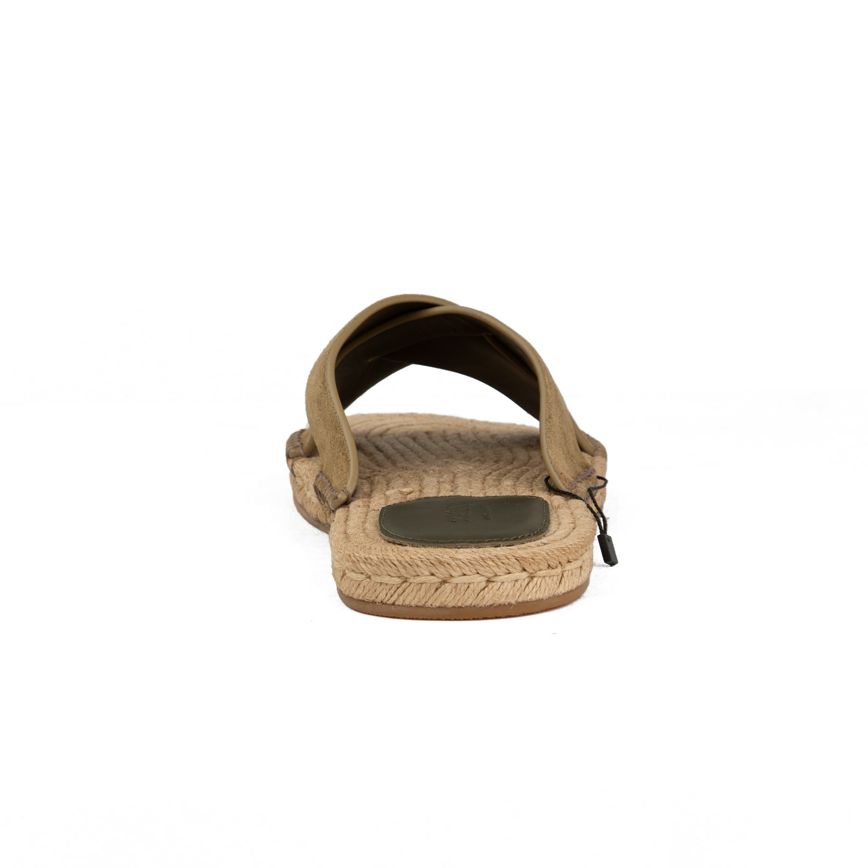 ZEGNA Men's Olive Suede Cross-Strap Espadrille Slides