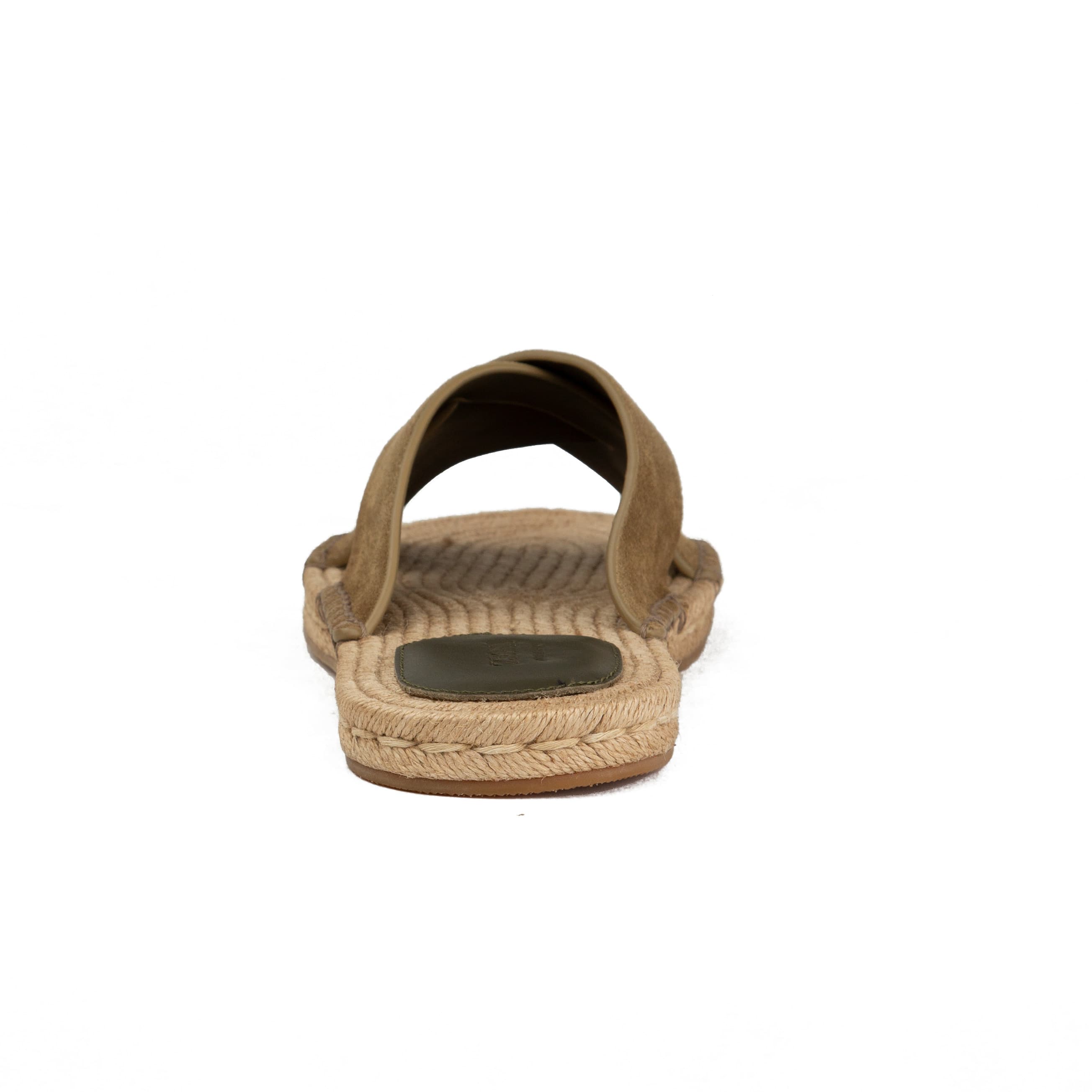 ZEGNA Men's Olive Suede Cross-Strap Espadrille Sandals