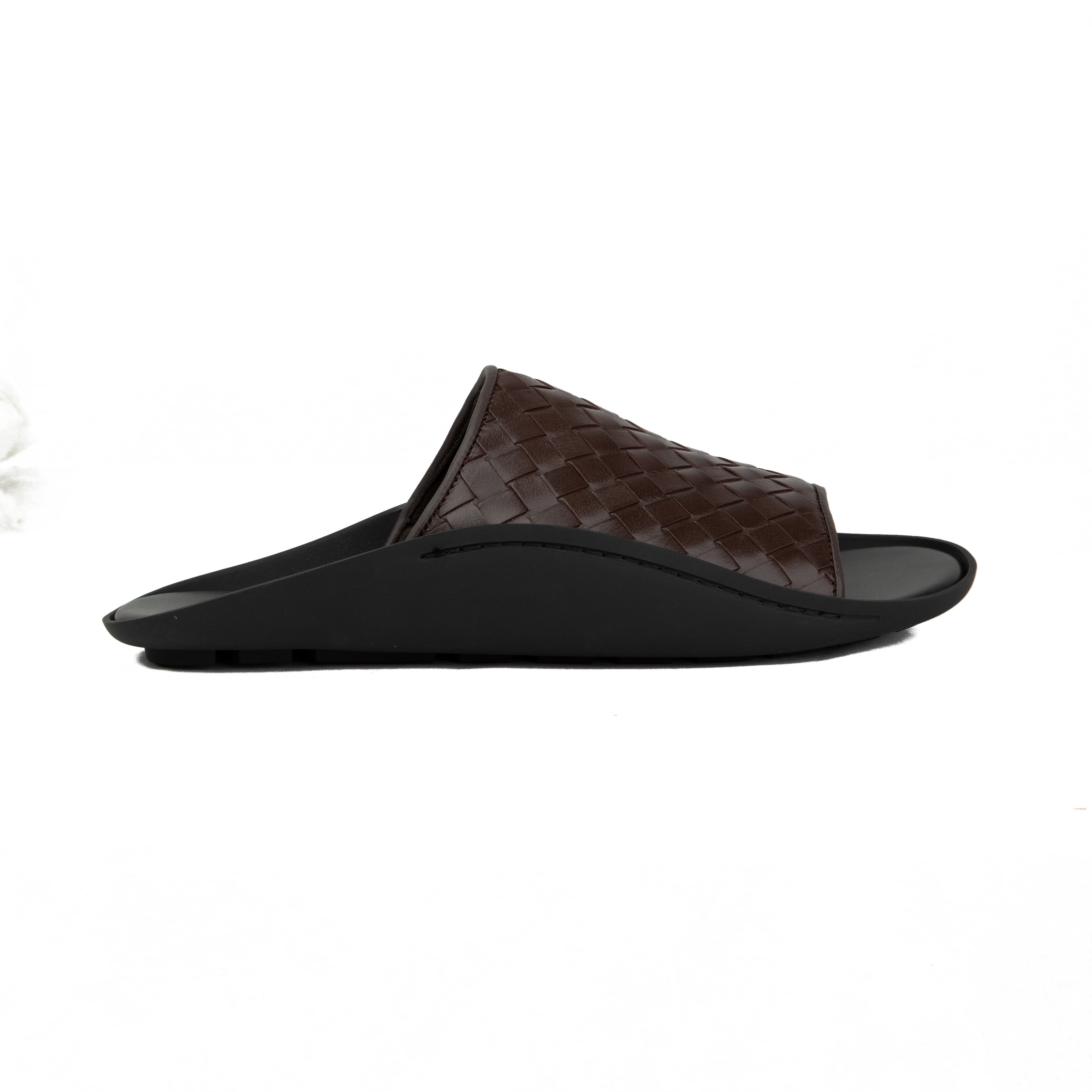 Bottega Veneta Intrecciato Leather Slides | Brown Men’s Shoes
