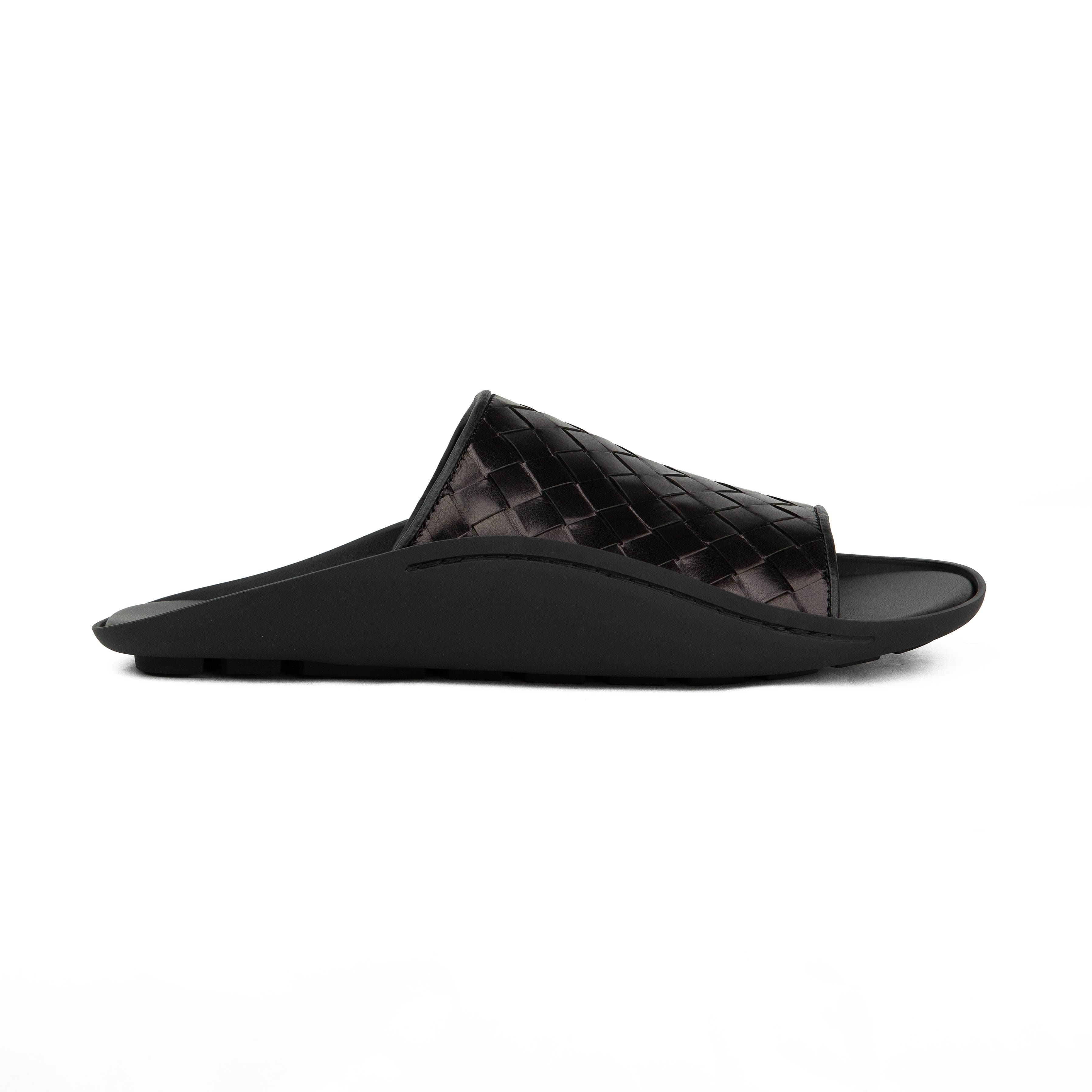 Bottega Veneta Intrecciato Rubber Slides - Black Luxury Sandal