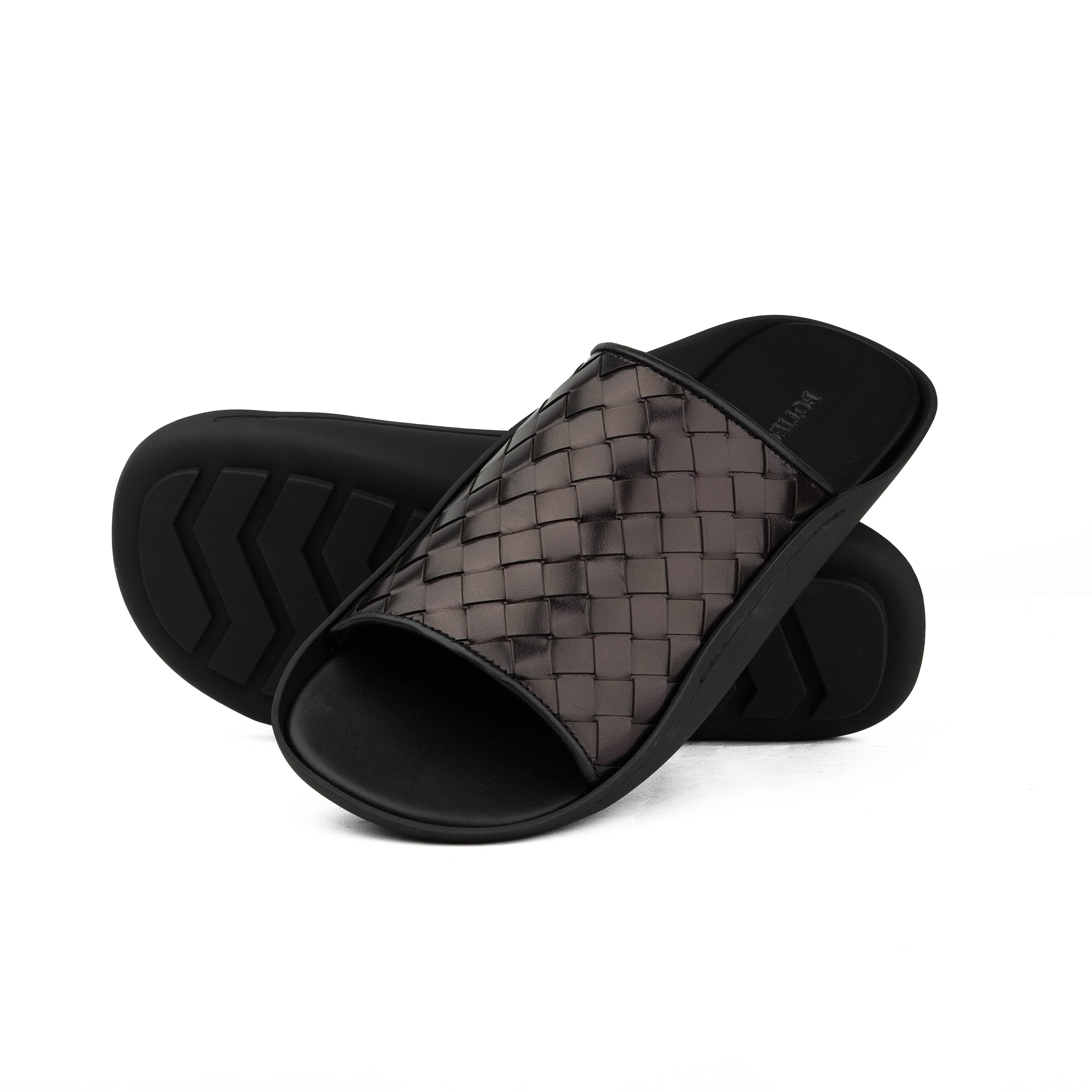 Bottega Veneta Intrecciato Rubber Slides - Black Luxury Sandal