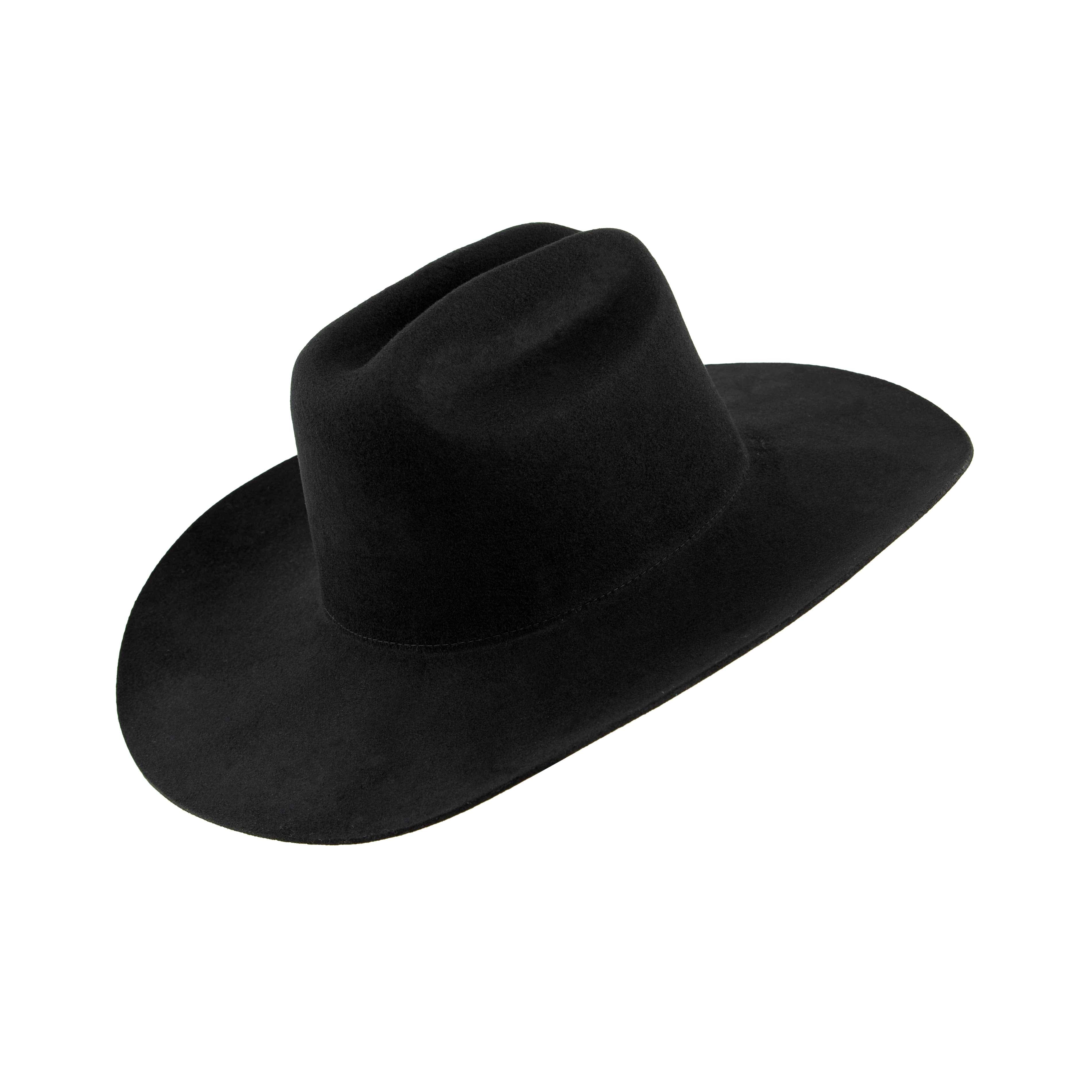 Black Wool Western Hat - Wide Brim Cattleman Cowboy Hat