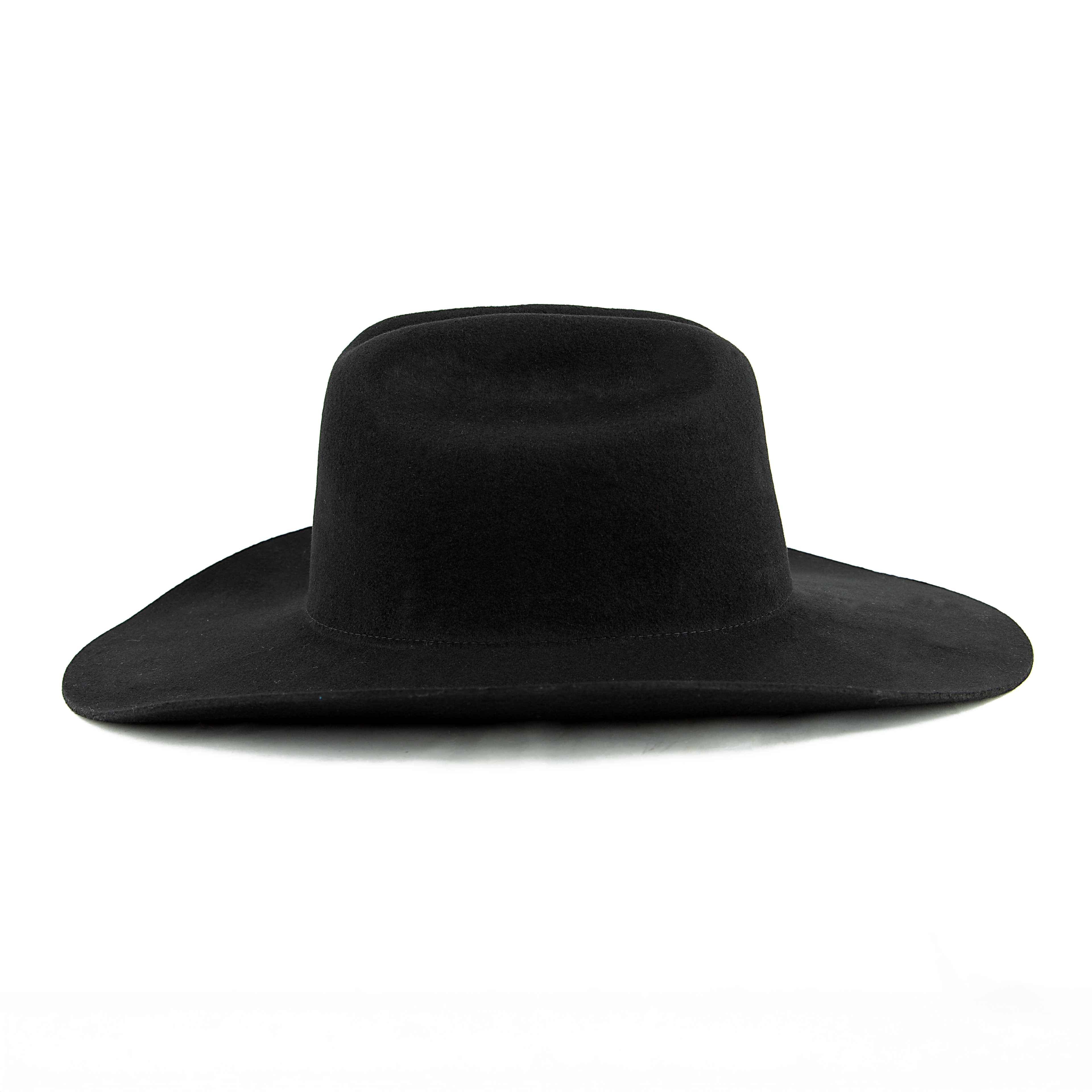 Black Wool Western Hat - Wide Brim Cattleman Cowboy Hat