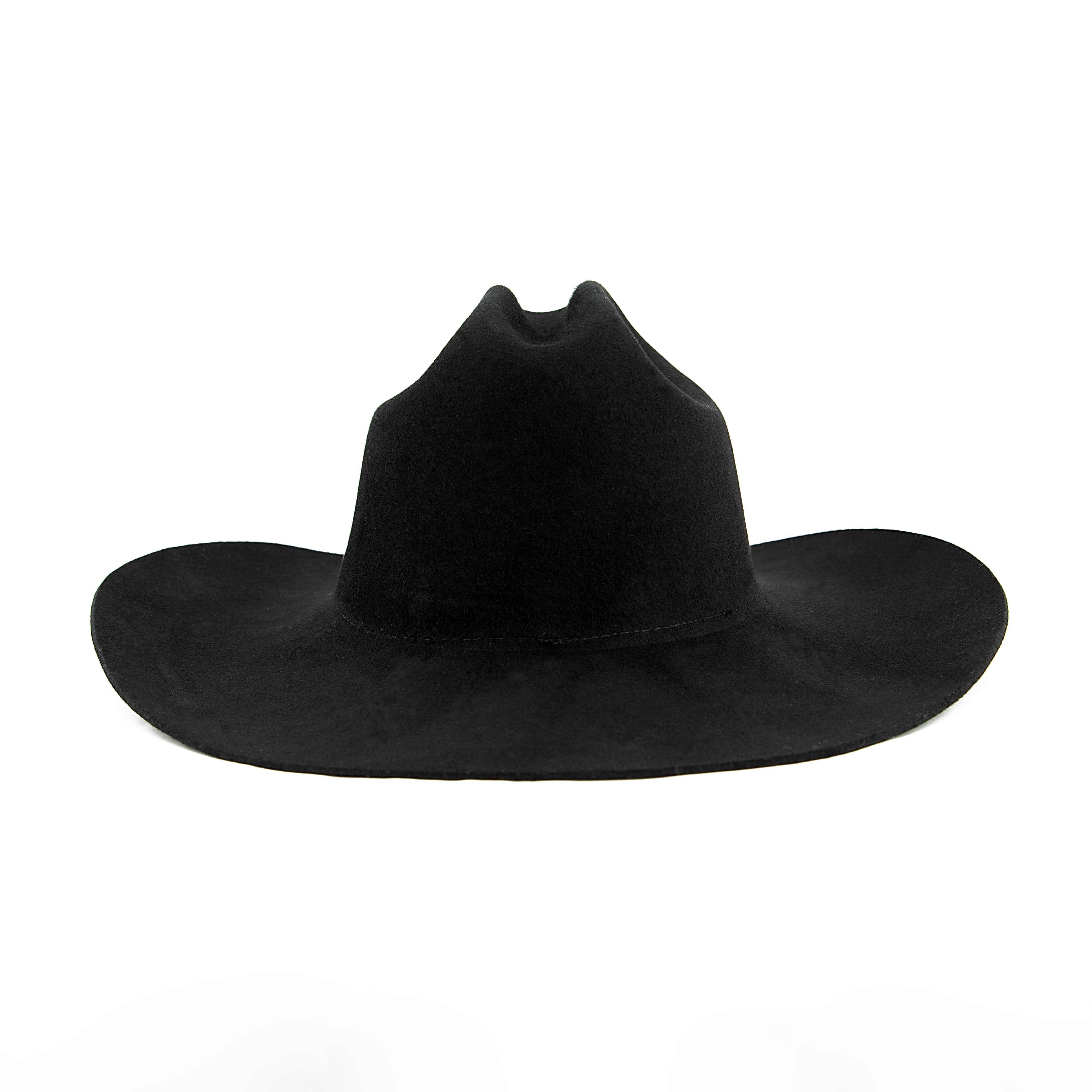 Black Wool Western Hat - Wide Brim Cattleman Cowboy Hat