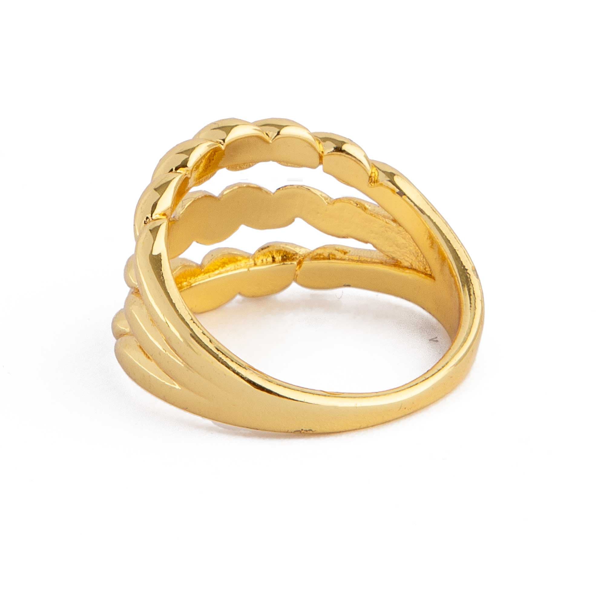 Golden Thick Rope Twist Band Ring. Gold ring with rope twist design. Bold statement jewelry."