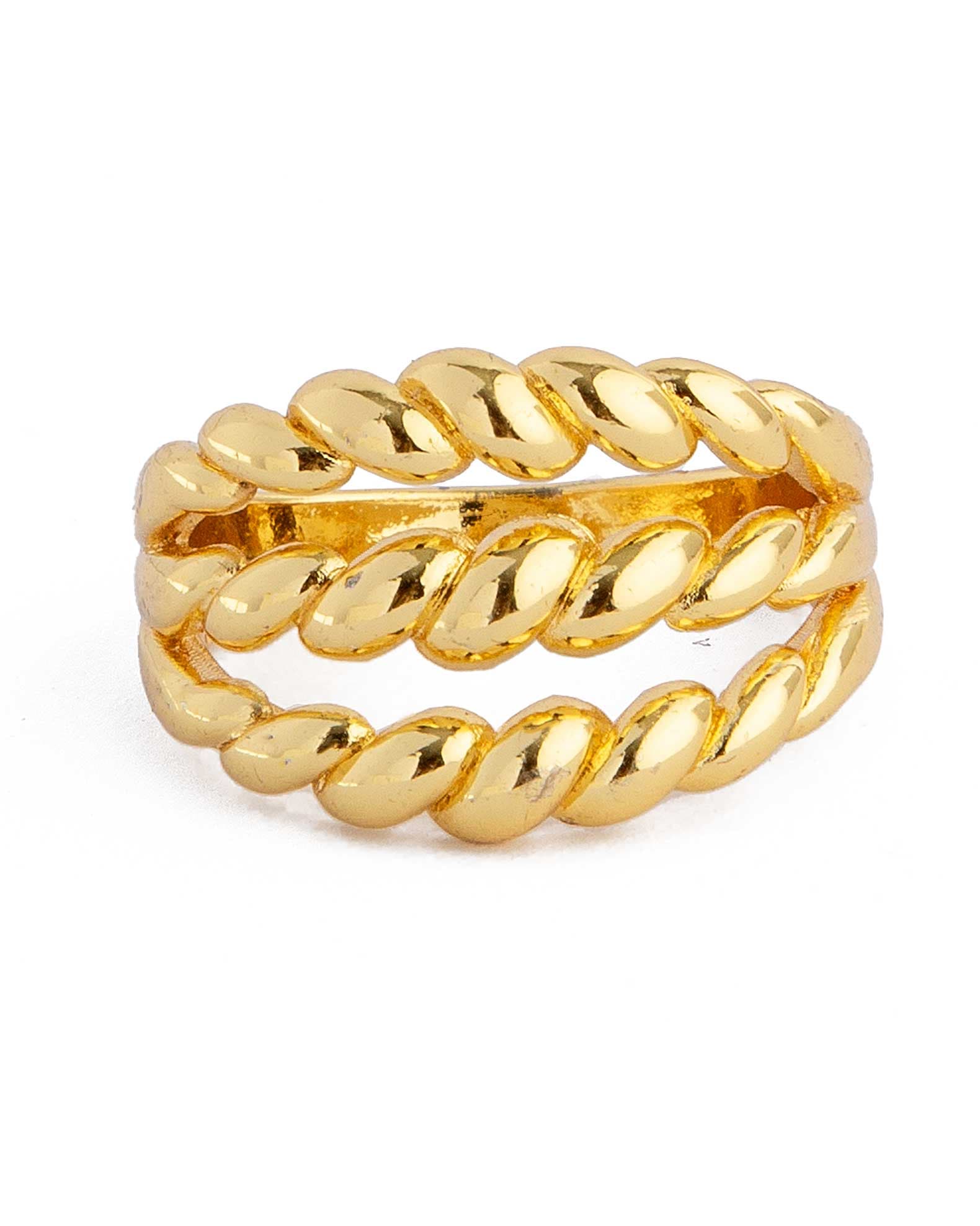 Golden Thick Rope Twist Band Ring. Gold ring with rope twist design. Bold statement jewelry.