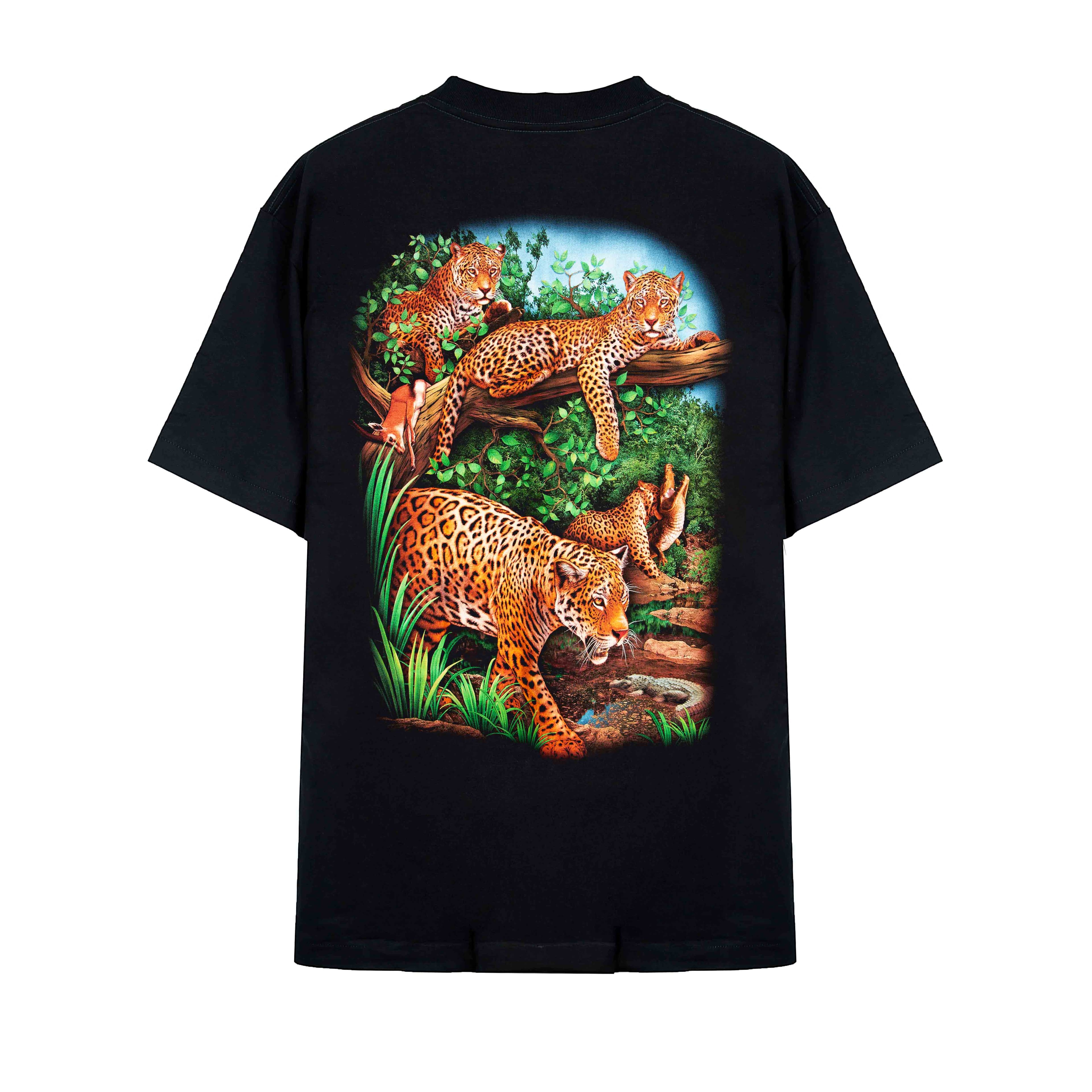 Rock Eagle 'Jaguar Jungle Patrol' Family Black Graphic T-Shirt
