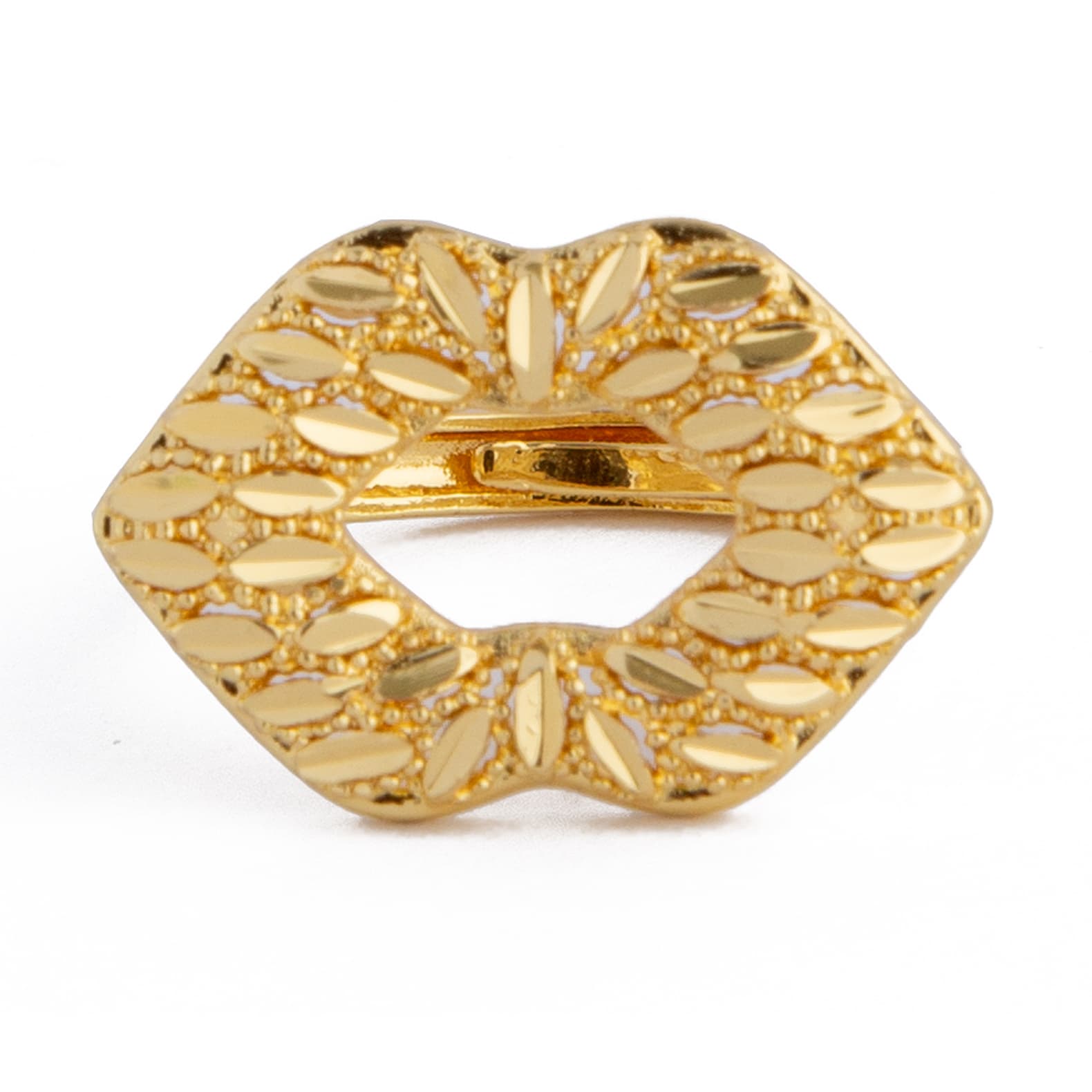 Bonnjerra Gold Plated Laser Cut Oval Steel Ring"