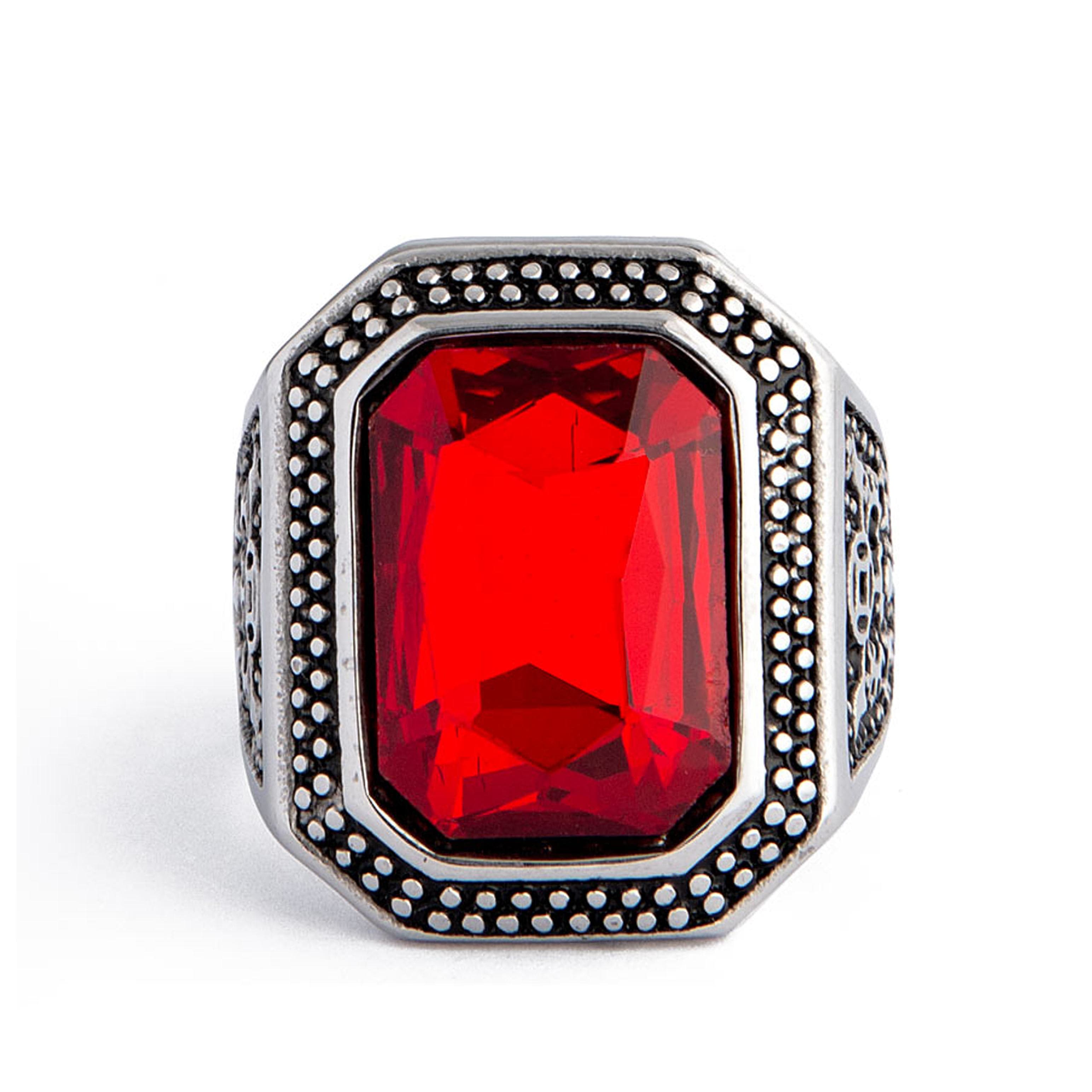 Rectangular Red Gemstone Statement Ring