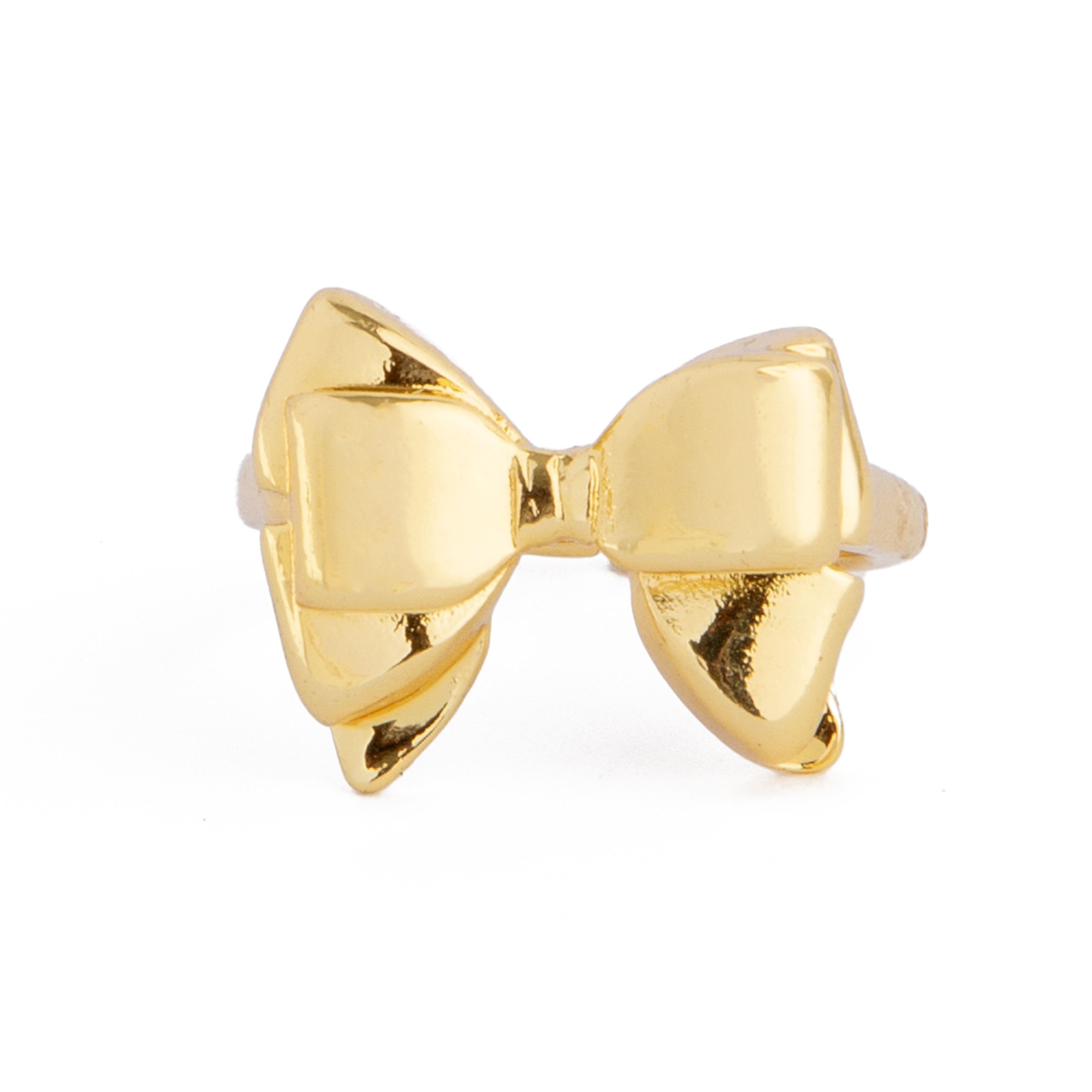 Gold adjustable bow ring with polished finish for women and men