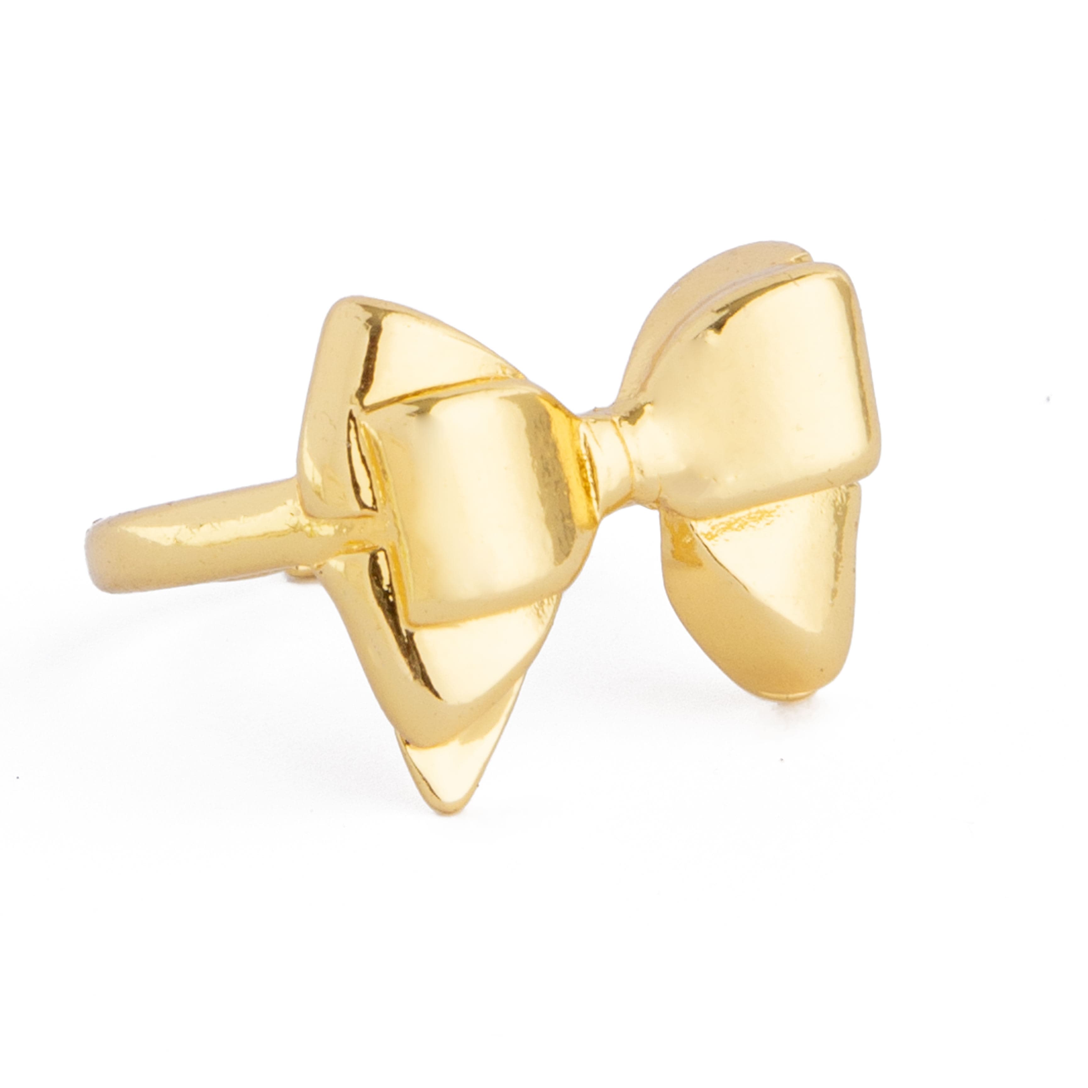 Gold adjustable bow ring with polished finish for women and men