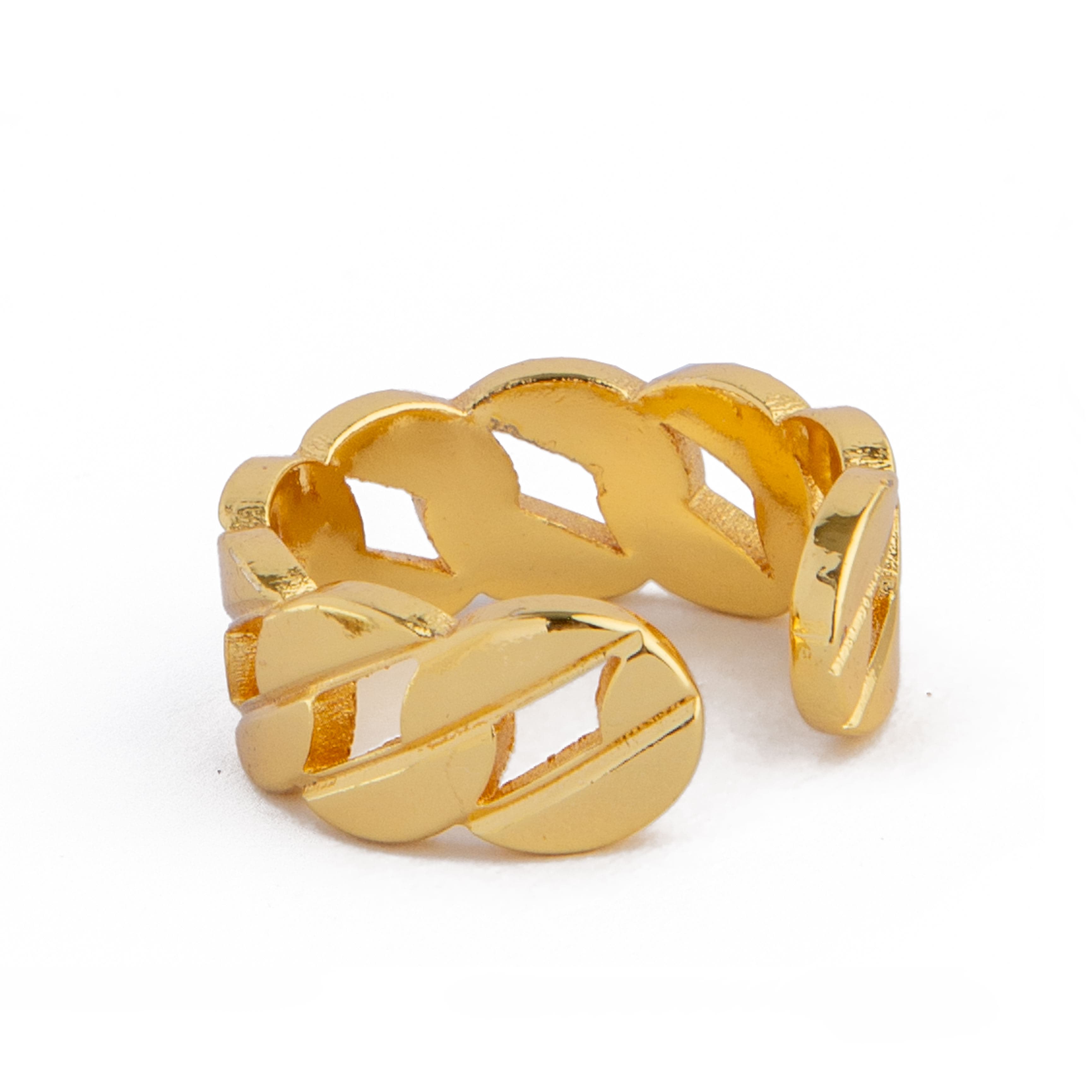 Gold chain link adjustable unisex open ring for fashion-forward accessorizing