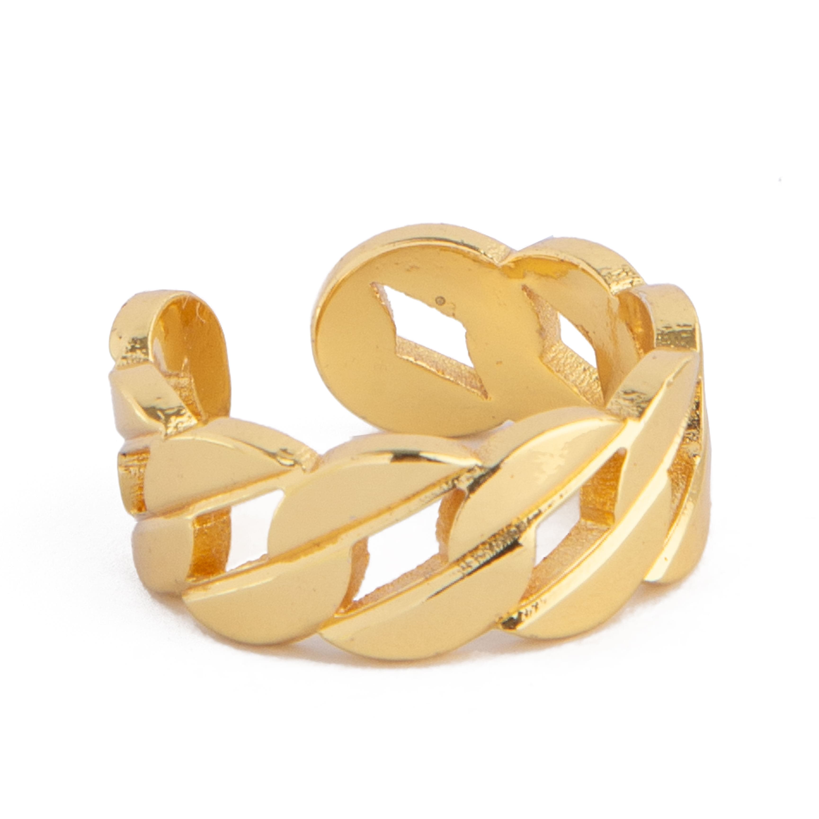 Gold chain link adjustable unisex open ring for fashion-forward accessorizing