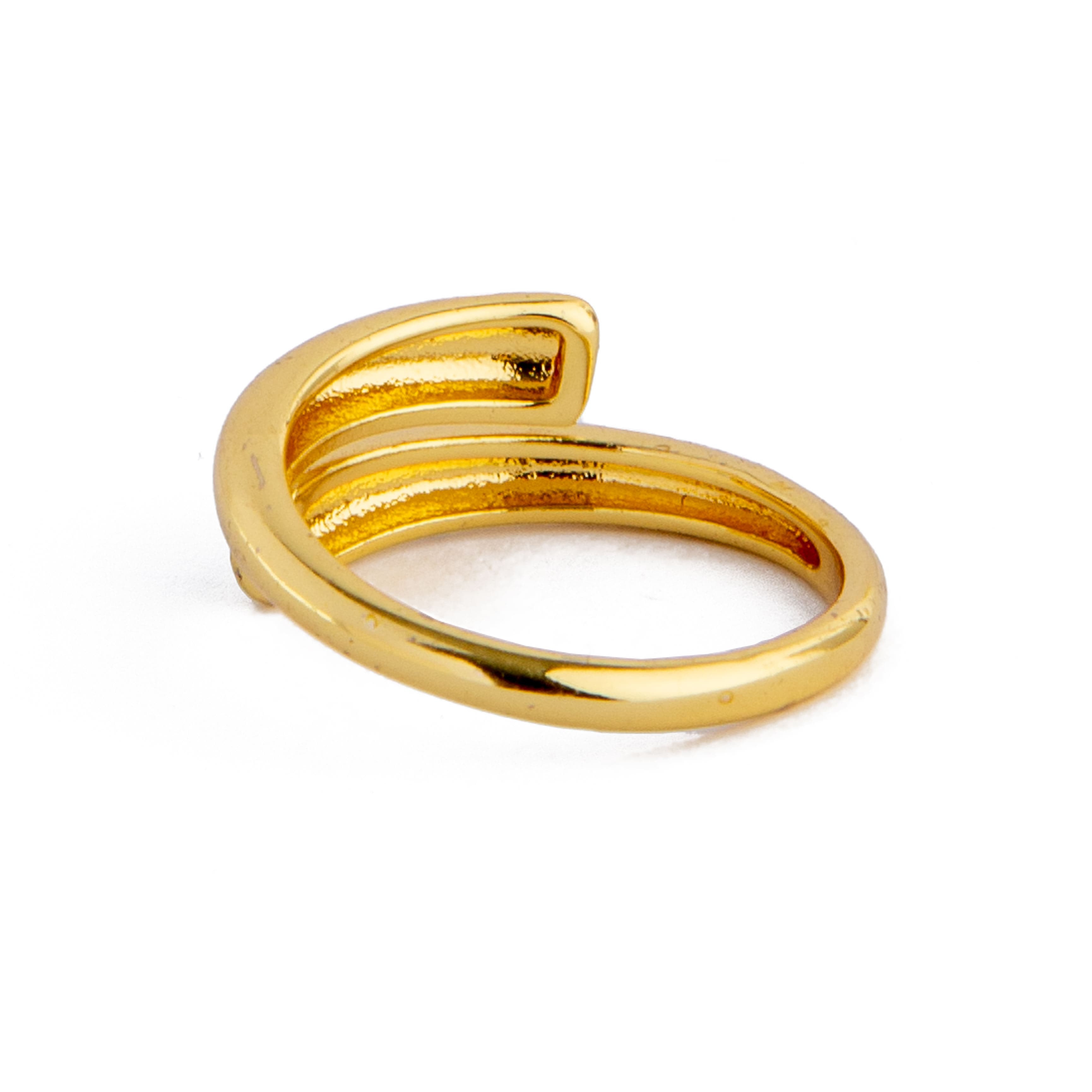 Modern gold open ring with a curved wrap design, unisex jewelry