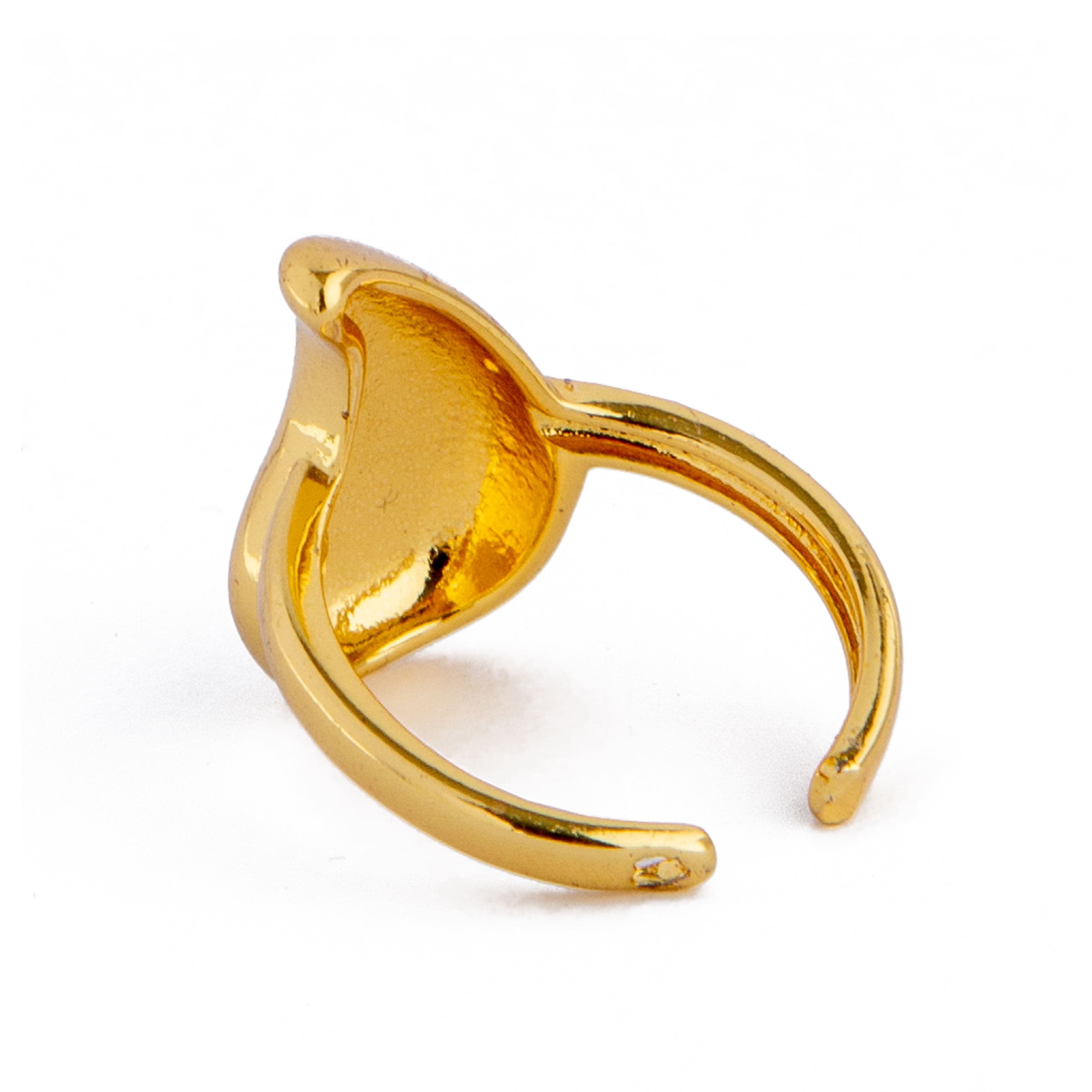 Glossy gold-plated abstract teardrop adjustable unisex ring