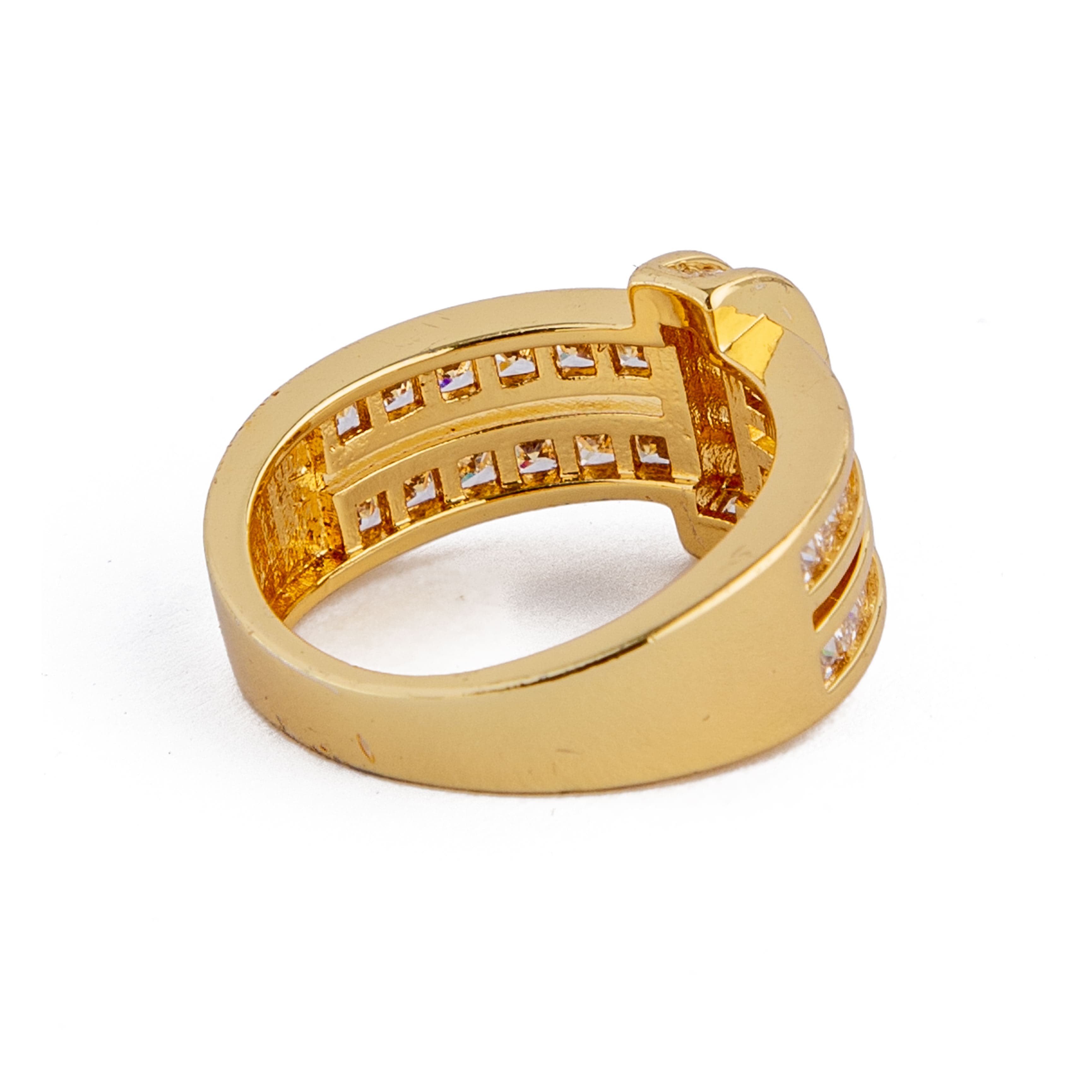 Yellow gold diamond channel ring