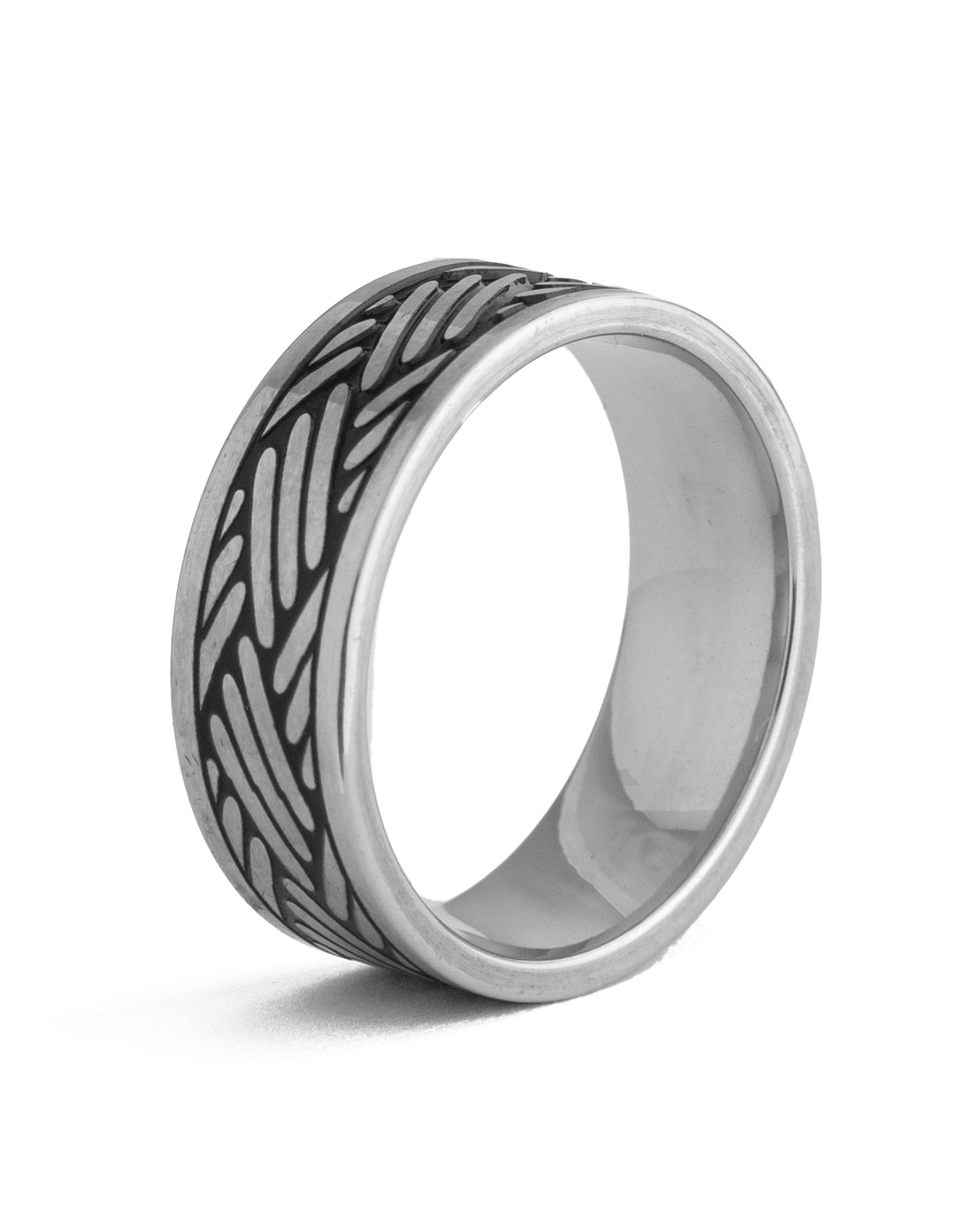 Titanium Drift Pattern Ring, 11575 - Silver & Black