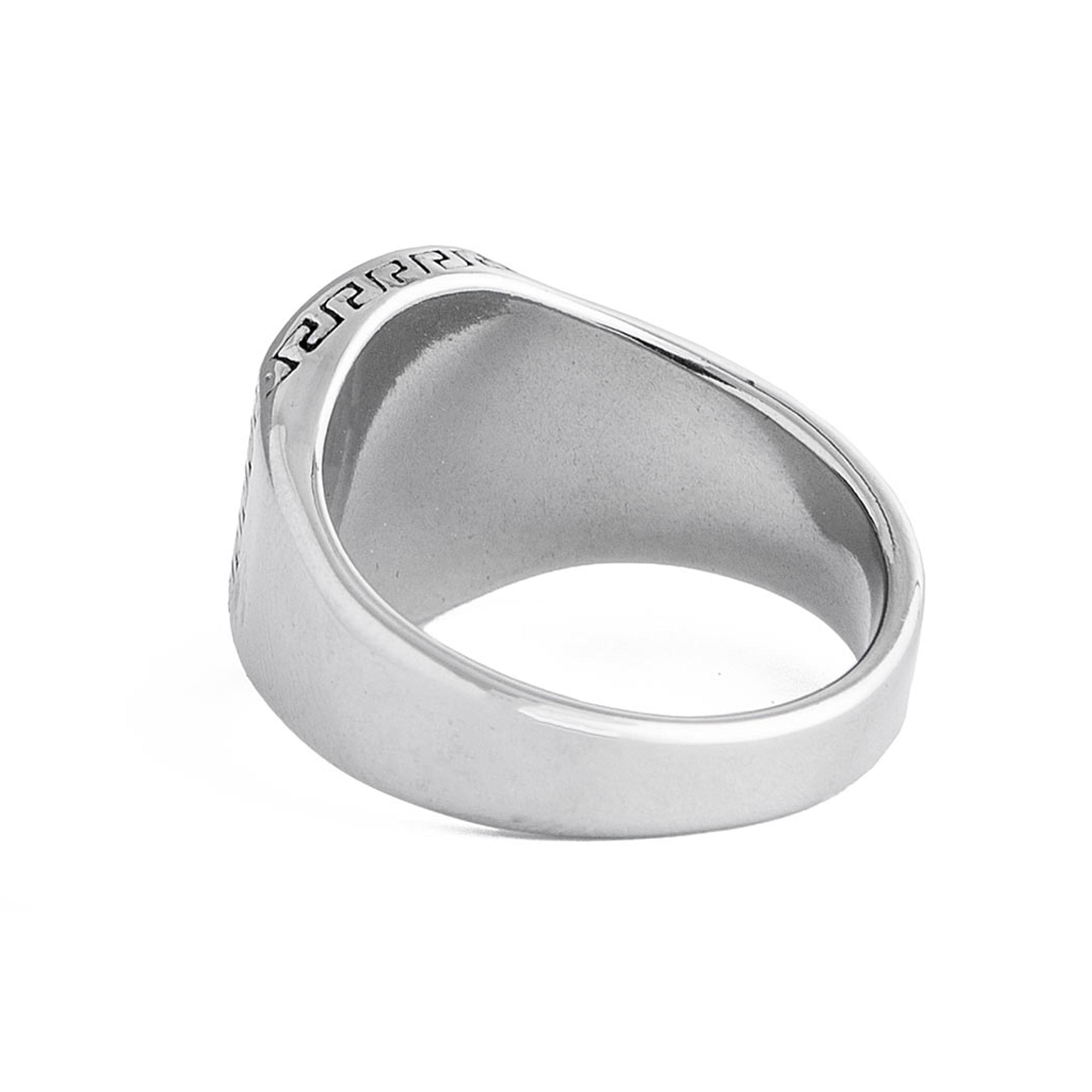 Black Onyx Sterling Silver Greek Key Signet Ring