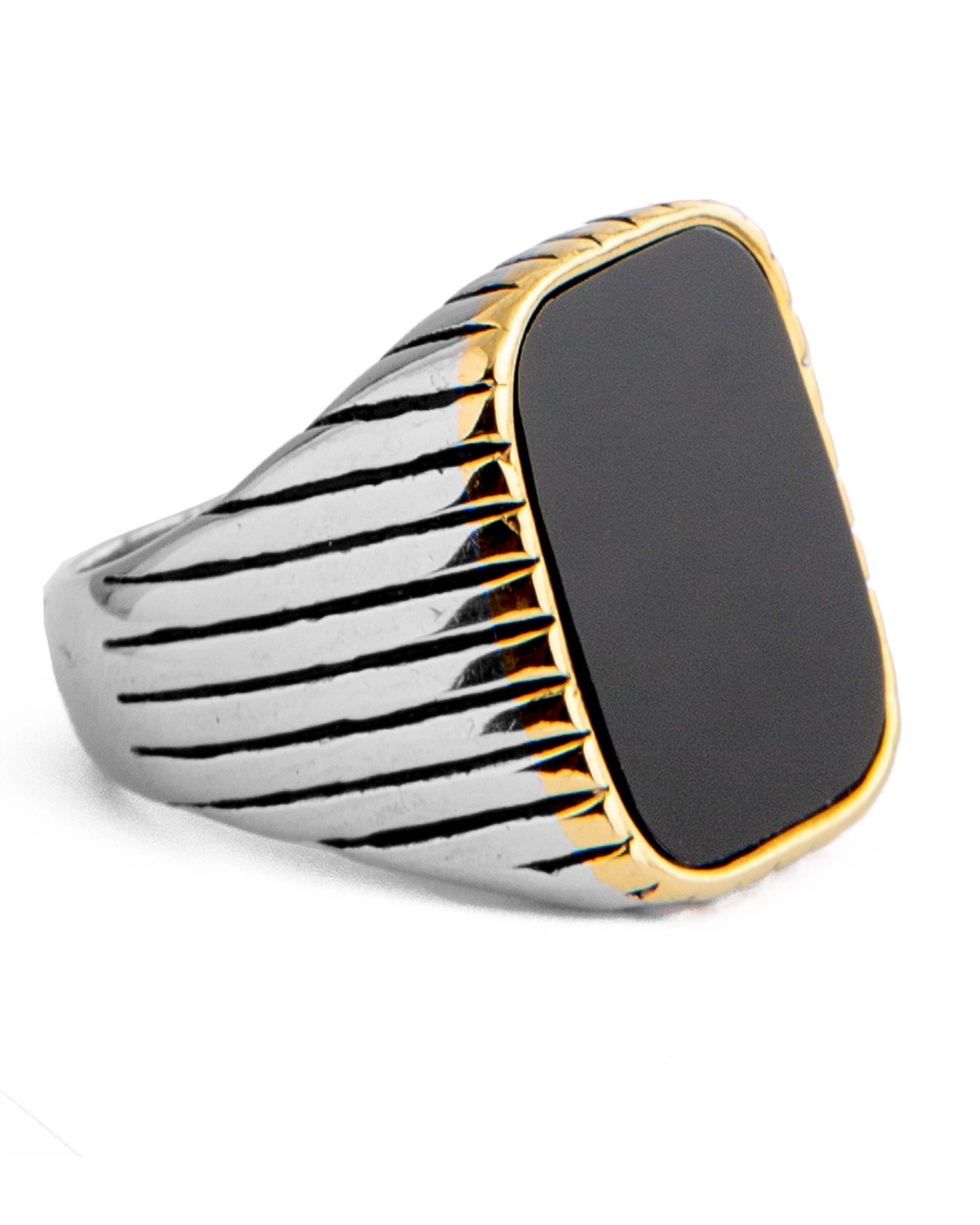 Onyx Signet Men's Ring, 11575-Multicolour