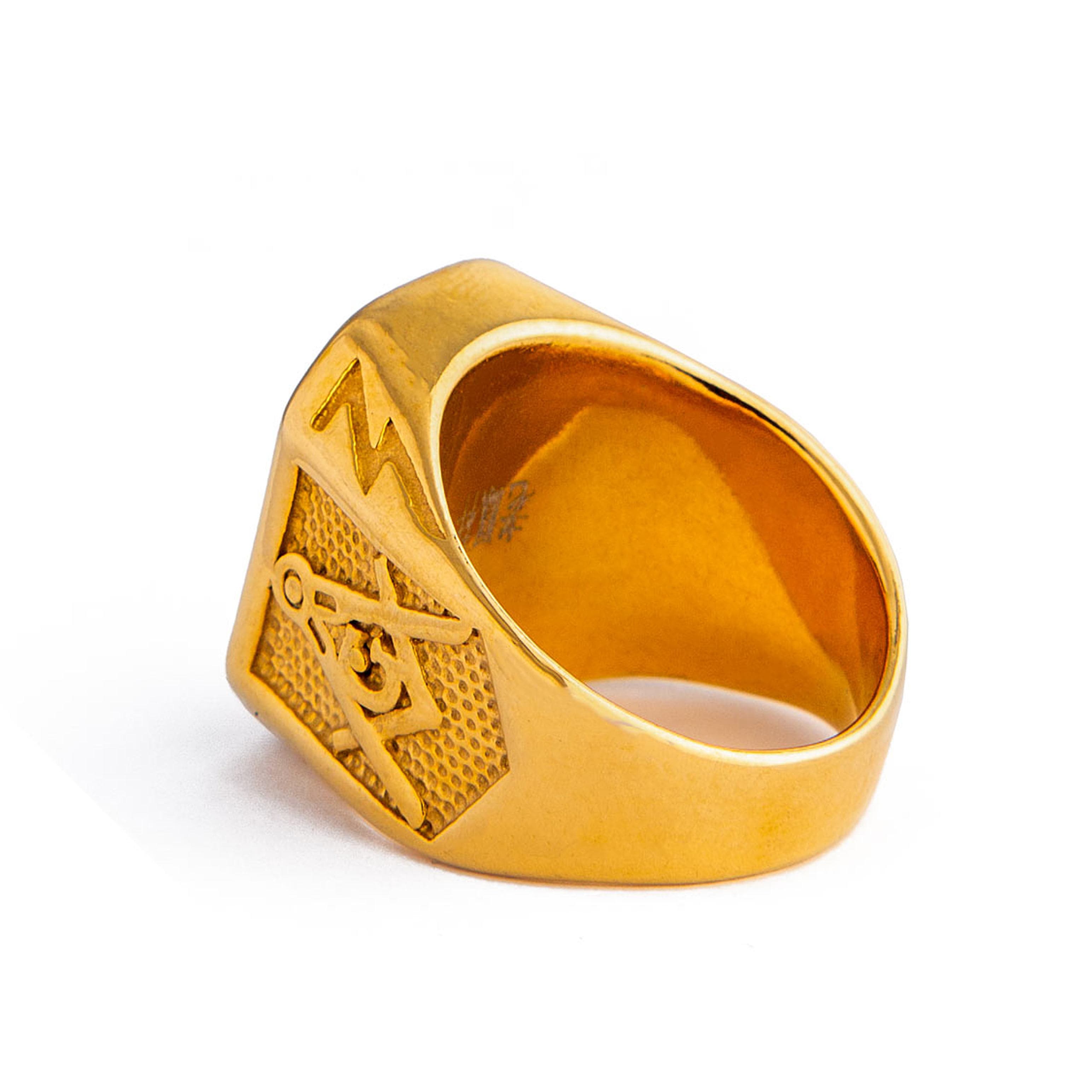 Men's Rectangular Black Onyx Gold Statement Ring