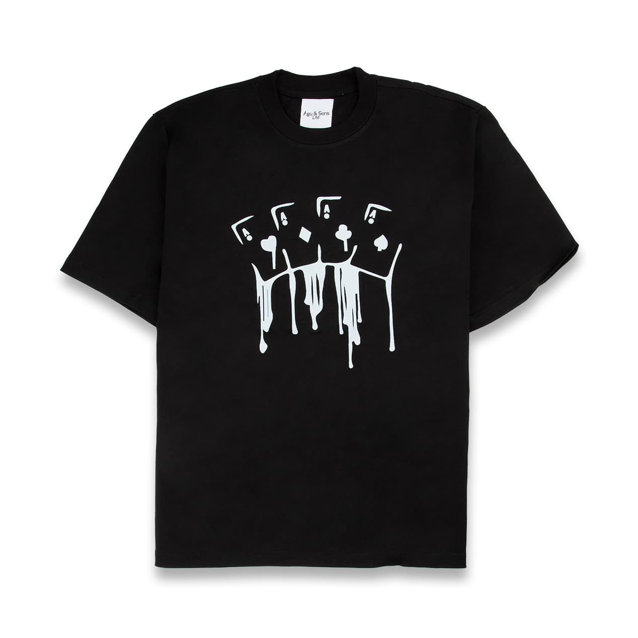 Agu & Sons Ltd. "Dripping Aces" Black Graphic Tee